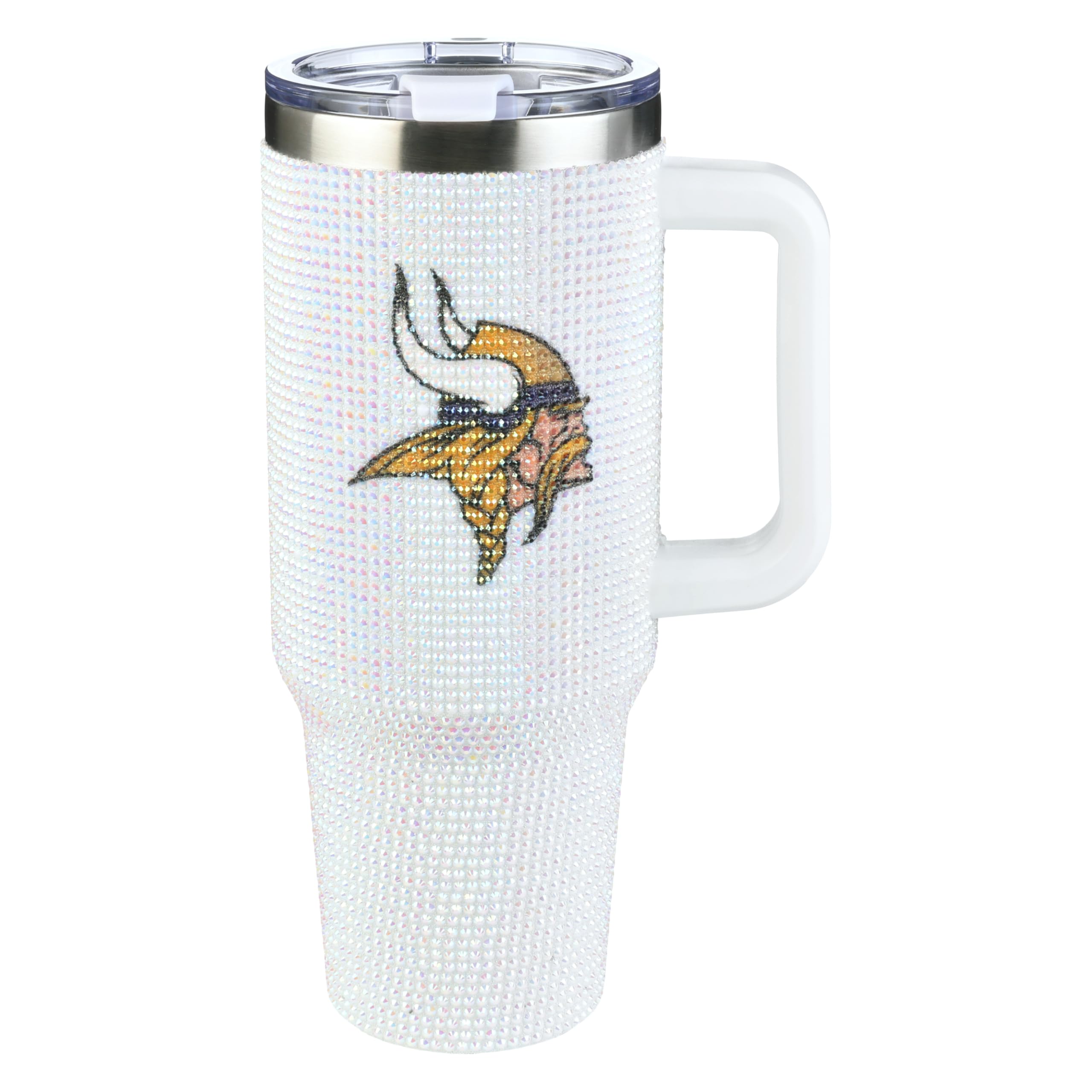 The Memory Company Officially Licensed 40oz White Bling Game Day Tumbler, Minnesota Vikings
