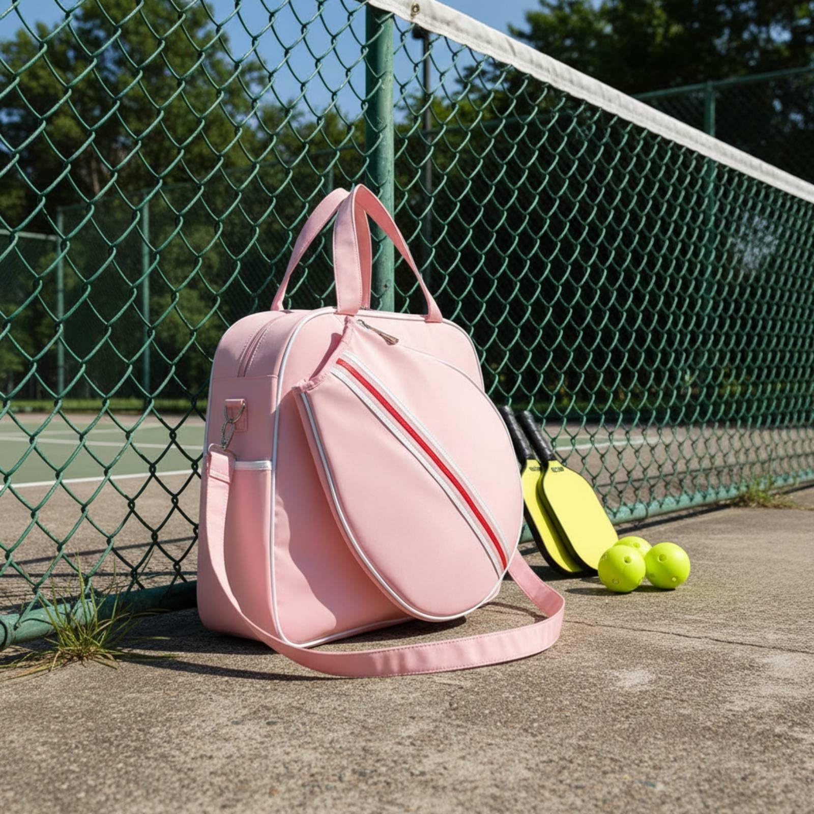 Badmintontasche große Kapazität Badminton Tasche multifunktional Schläger-Umhängetasche für, Damen, Outdoor, Fitnessstudio, Badminton-/Tennistasche, Array, Rosa