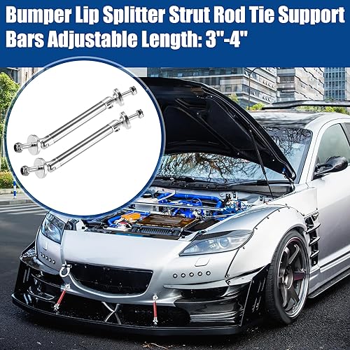 Miniatura 9 de ACROPIX Universal 3 "-4" aleación de aluminio ajustable 2.953 in parachoques delantero difusor de labio barra de acoplamiento barras divisoras