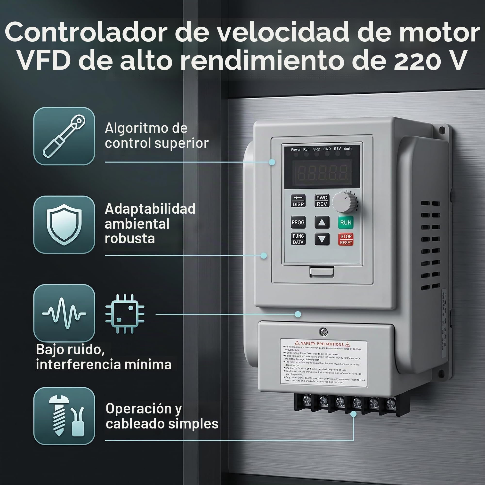 Fafeicy Variador de Frecuencia AT1-4000X, Motor AC Trifásico, 220V, 4kW, Monofásico, Controlador de Velocidad PWM
