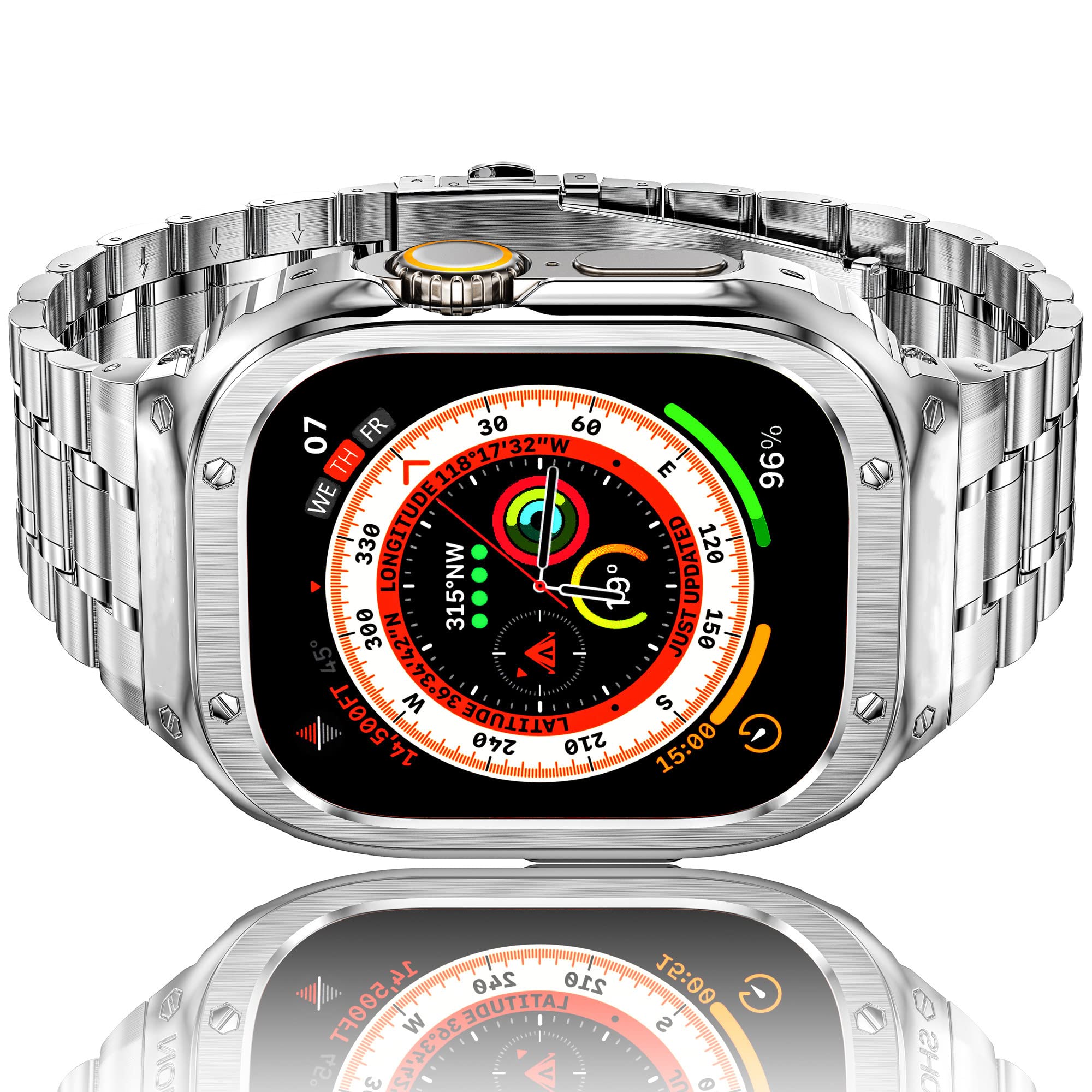 Bracelets iWatch en métal pour hommes robustes avec étui pour Apple Watch Ultra 49mm
