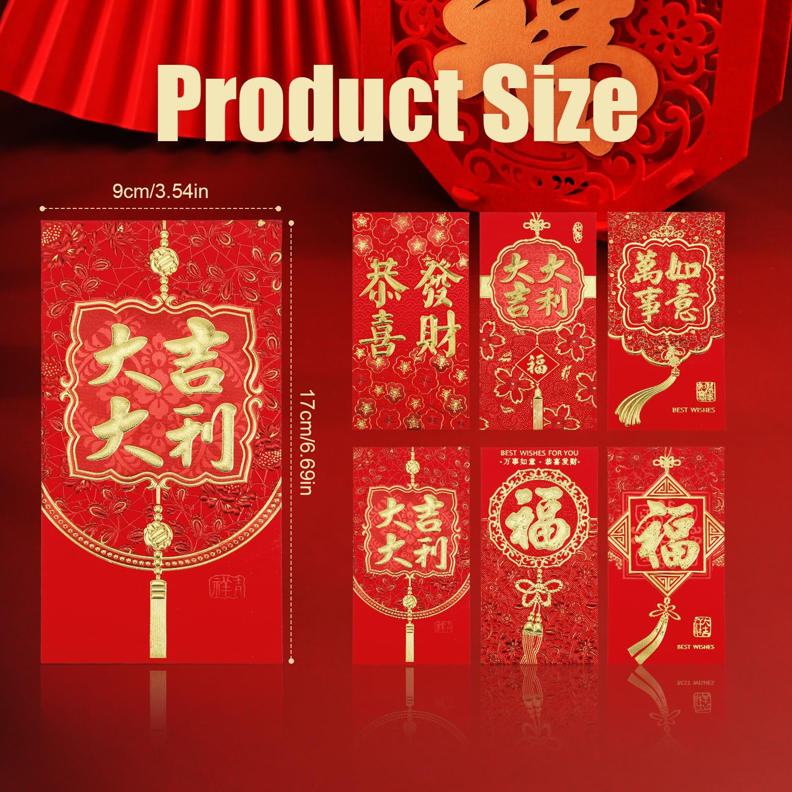 Enveloppe Chinoise Lot De 36 Enveloppes Rouges Pour Le Nouvel An Chinois, L' Année Du Enveloppe Rouge Chinoise 2025