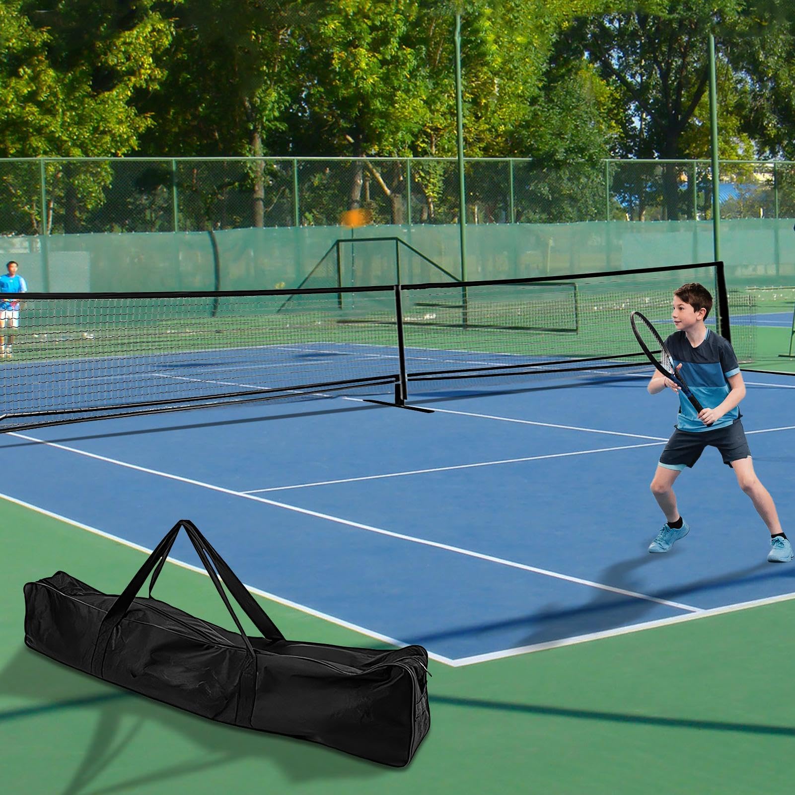 Tennis Practice Net, Tennis Net for Backyard, Portable Tennis Mesh Net, Detachable Tennis Practice Net, 9.5kg Driveway Tennis Net with Carry Bag 22ft for Tennis/Badminton