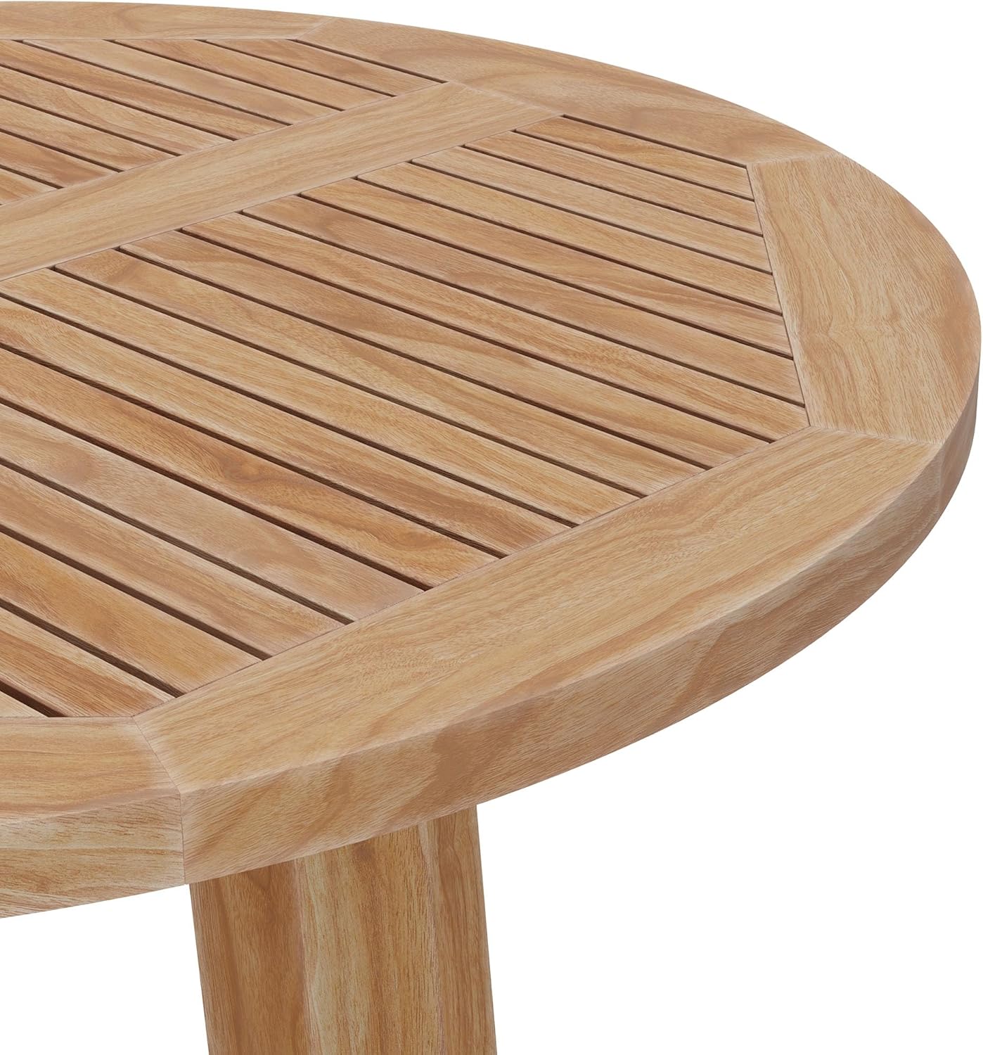 Modway Wellspring Outdoor Round Teak Wood Bar Table in Natural