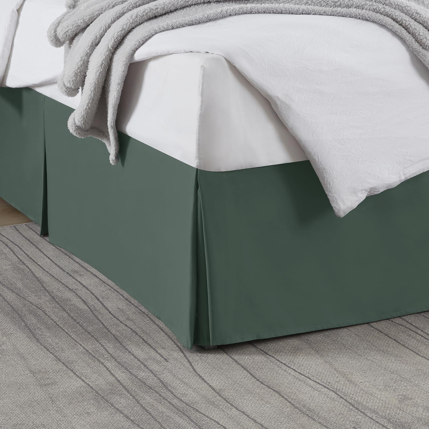 Nestl Forest Green Full XL Bed Skirt - Full XL Size Bed Skirt 14 Inch Drop - Brushed Microfiber Bed Skirts - Hotel Quality Pleated Bed Skirt - Shrinkage &amp; Fade Resistant