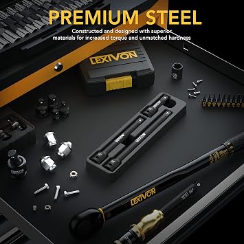 LEXIVON Impact Driver Extension Bar Set, 1/2 Drive | 3-Piece 3 6 & 8 Long, Organized In A Tray | Hardened and Heat Treated Chrome Vanadium Steel (LX-115)