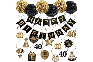 Happy 40th Birthday Hanging Swirls Streamers