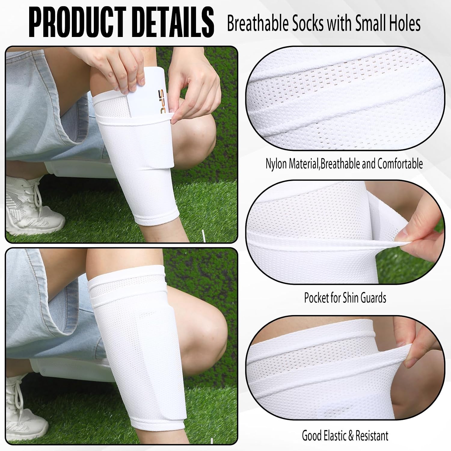 Syhood Soccer Shin Guards for Kids Youth Teens Adults Shin Pads and Sock Sleeves for 3-15 Years Old Children Boys Girls Protection Gear EVA Cushion Protection for Soccer Football Game