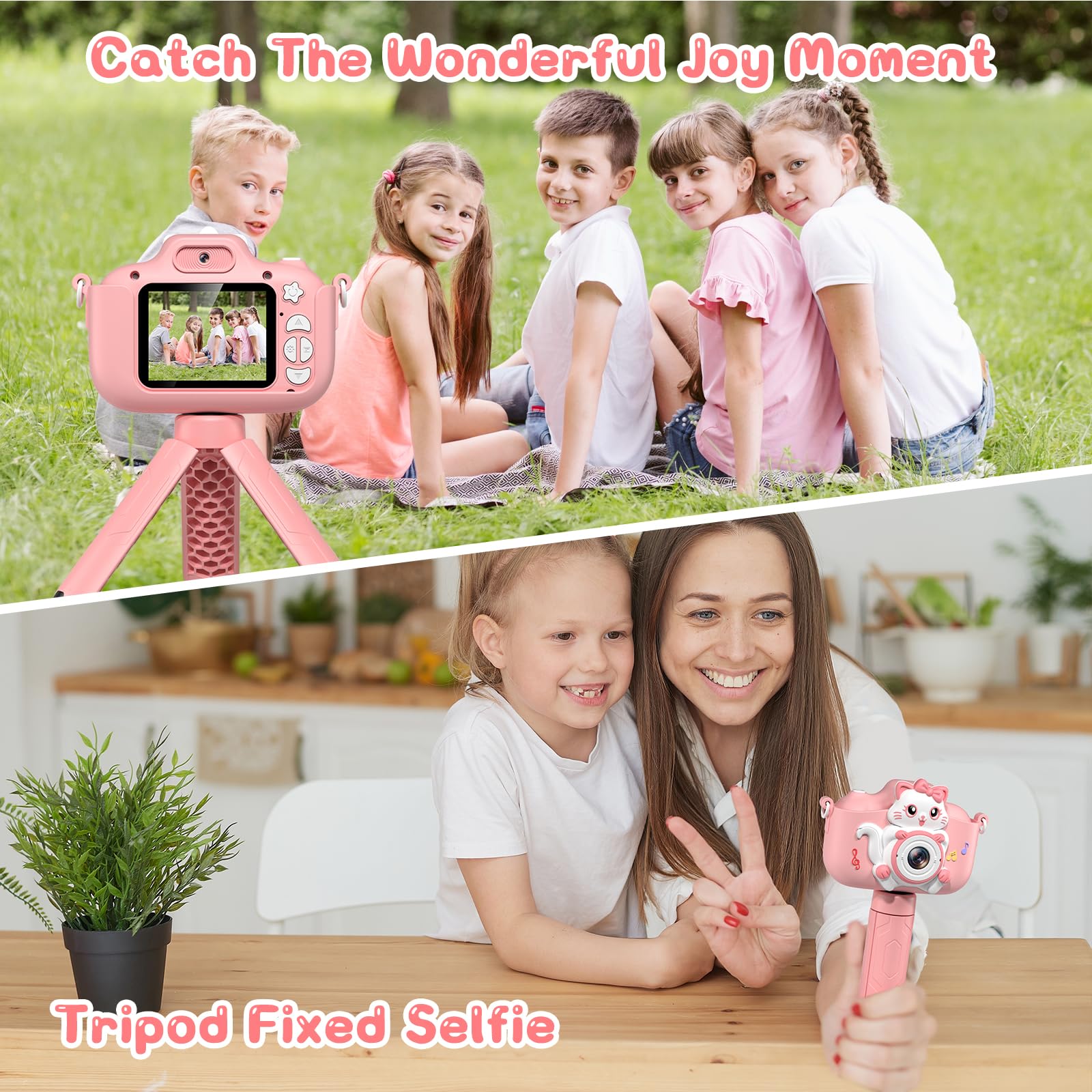 Gofunly Macchina Fotografica Bambini, 2.0 Pollici Mini Ricaricabile Fotocamera Digitale Bambini HD 1080P Selfie Videocamera con Scheda 32GB, Regalo Natale & Compleanno per Ragazze Ragazzi 3 a 12 Anni