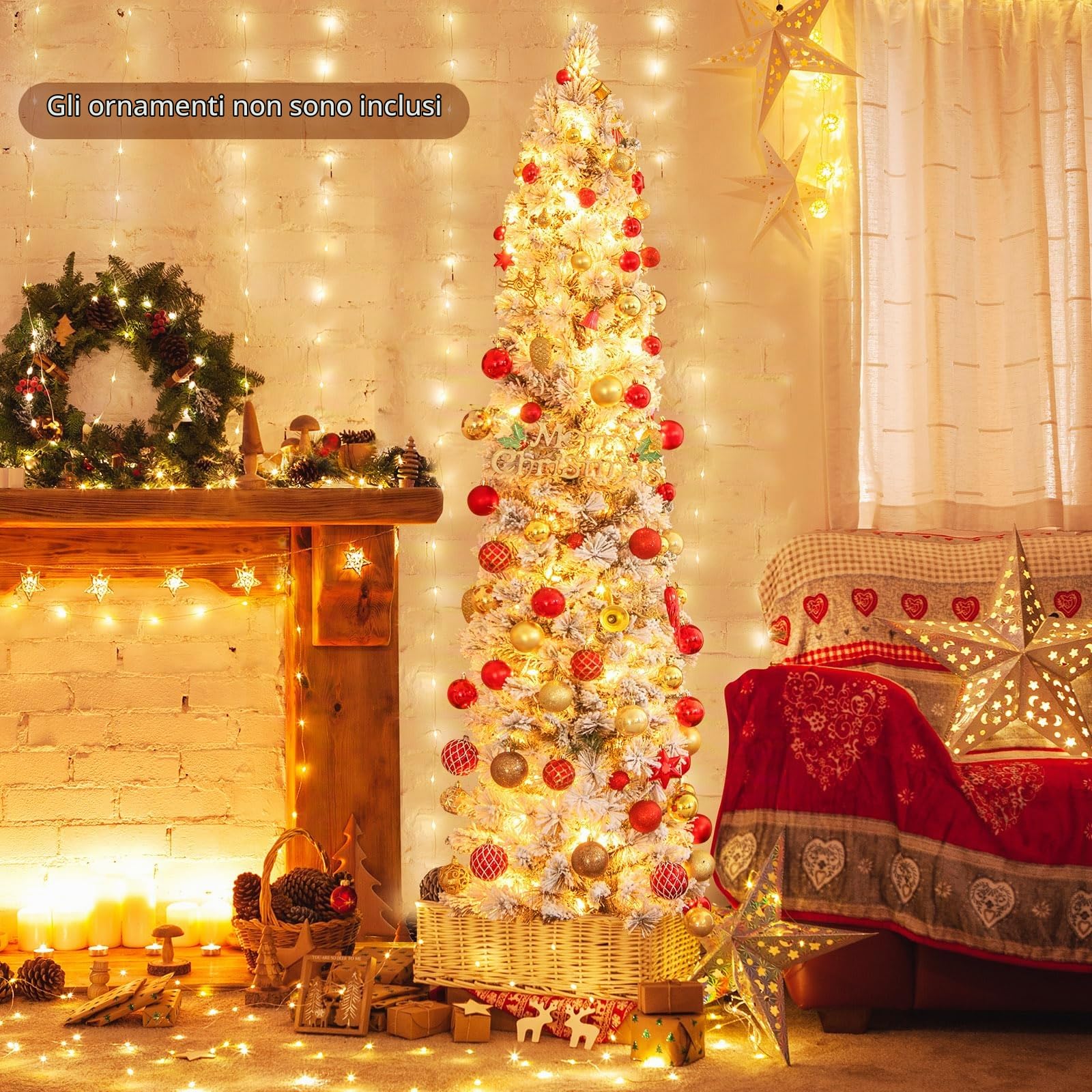 LIFEZEAL Albero di Natale con Luci Incorporate con 150 Luci a LED, 373 Rami