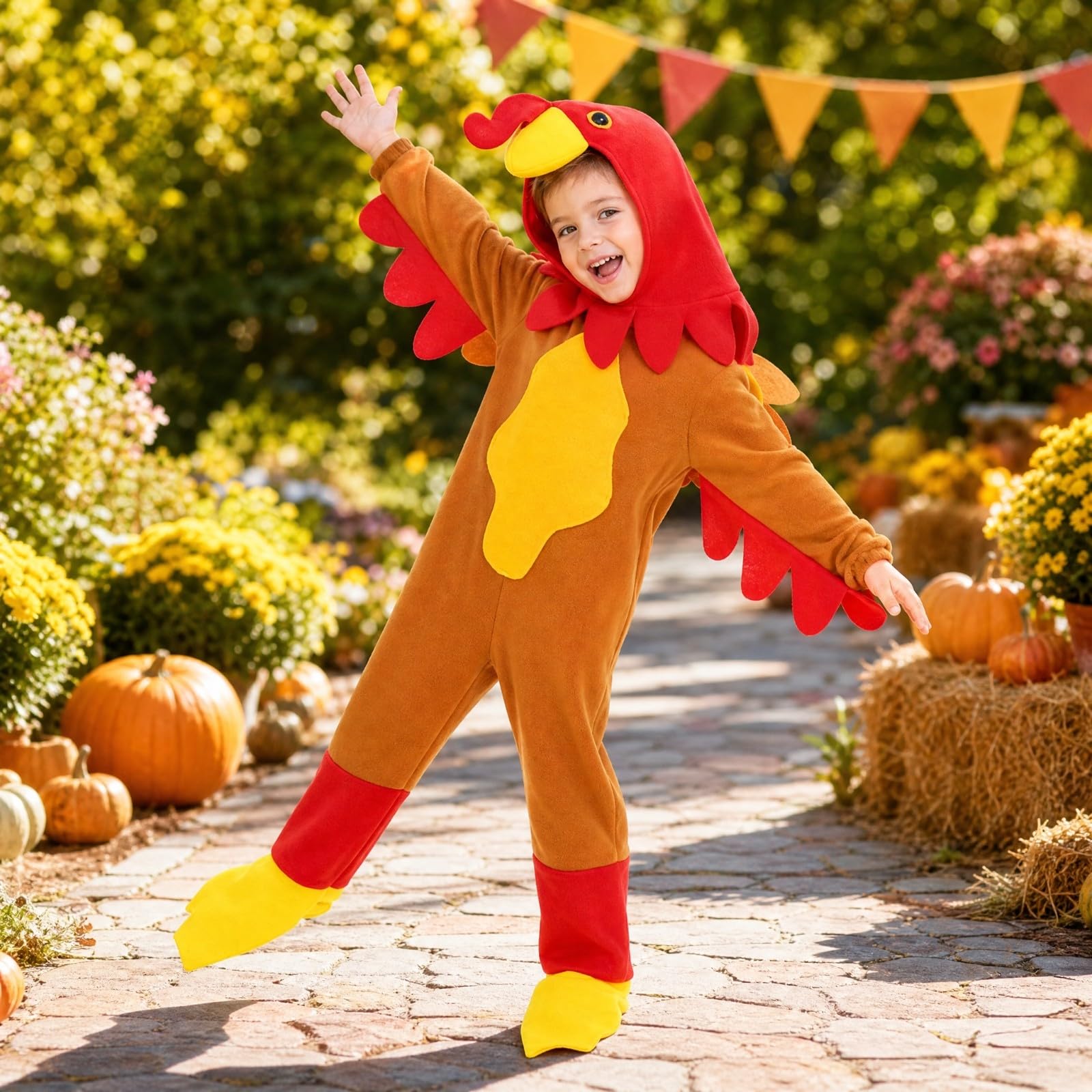 Costume Personaggio Pennuto Copertura Completa Tuta da Pennuto con Cappuccio Leggero Vestito di Carnevale per Recite Scolastiche