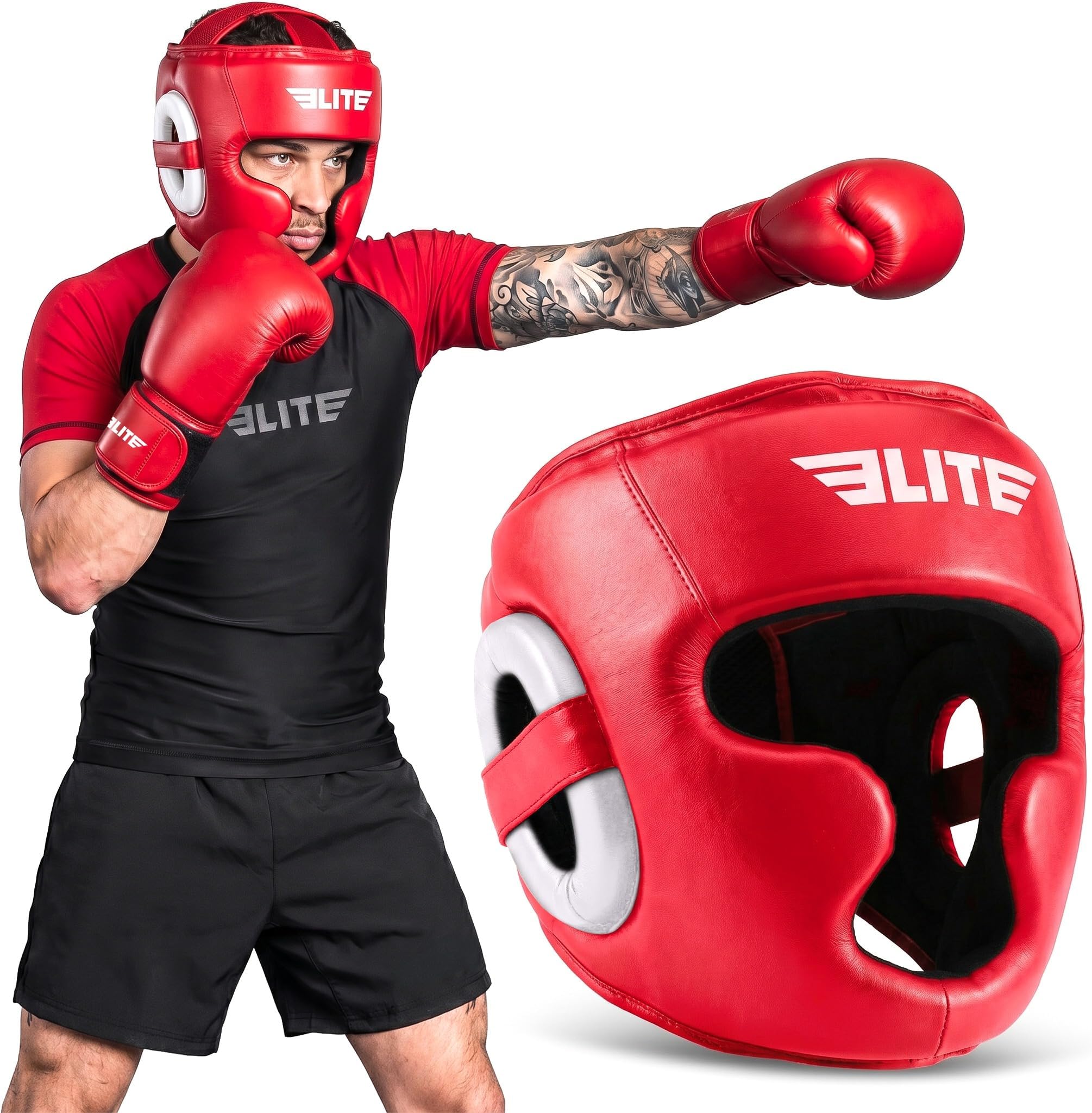 Elite Sports Best Boxing Headgear, Training Sparring Safety Head Guard for MMA, Kickboxing Trainees, Muay Thai, and Boxing for Adult Men