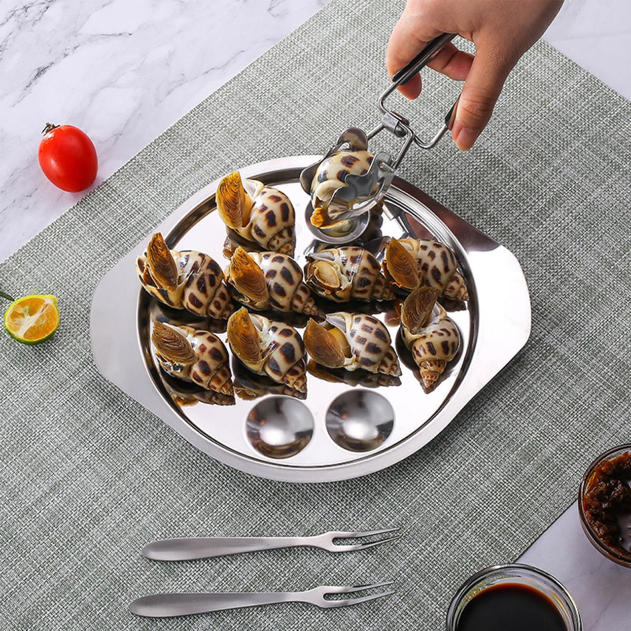 Hemoton 4 placas para caracoles de acero inoxidable, 12 orificios para cocinar