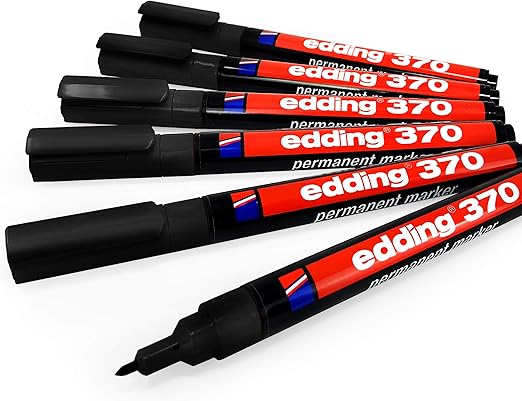 edding 370 permanent marker - groen - 10 stiften - fijne ronde punt 1 mm - watervast, sneldrogend - multi-marker, universele stift - voor karton, kunststof, hout, metaal, glas, steen, linnen