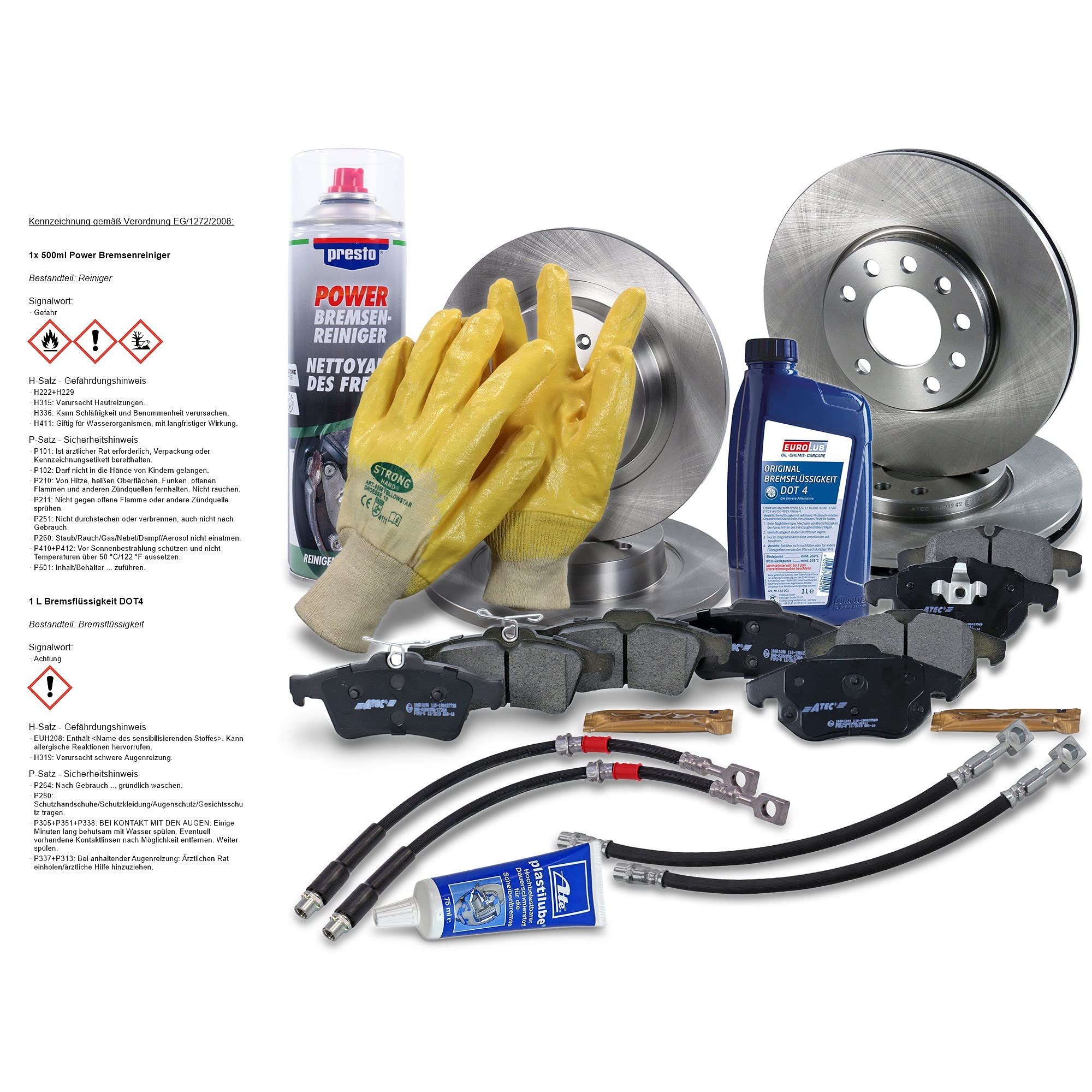 ATEC Germany Bremsenset inkl. Bremsscheiben Vorne Ø 278 mm Voll + Hinten Ø 310 mm Voll + Bremsbeläge Vorne & Hinten Kompatibel mit OPEL SIGNUM CC (Z03), VECTRA C (Z02), SAAB 9-3