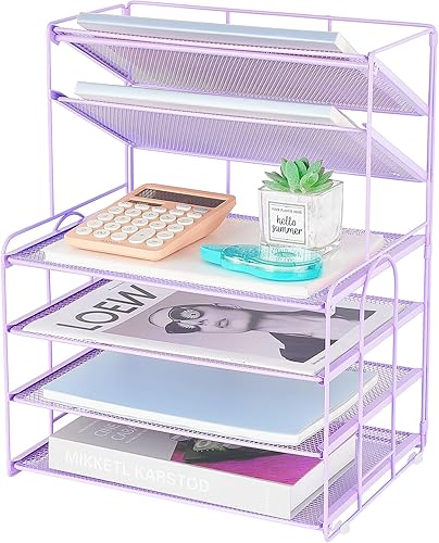 OPNICE Bandeja organizadora de papel de 6 niveles, organizadores de escritorio y accesorios, organizador de archivos de escritorio, accesorios de