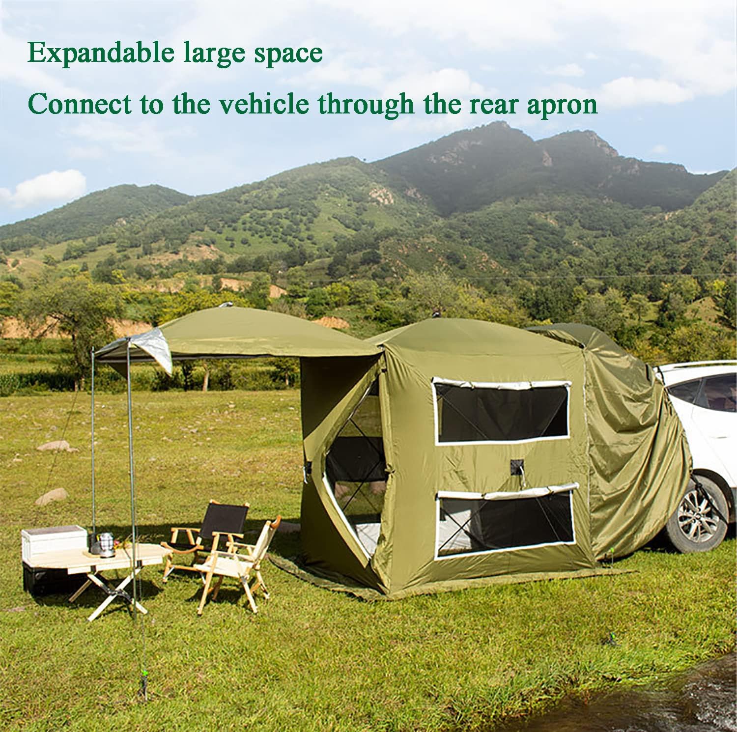 SUV Truck Tent, Car Tailgate Tent, with UV-Resistant Coating, Moisture-Proof Pad and Removable Base Fabric, Suitable Family Outdoor Activities