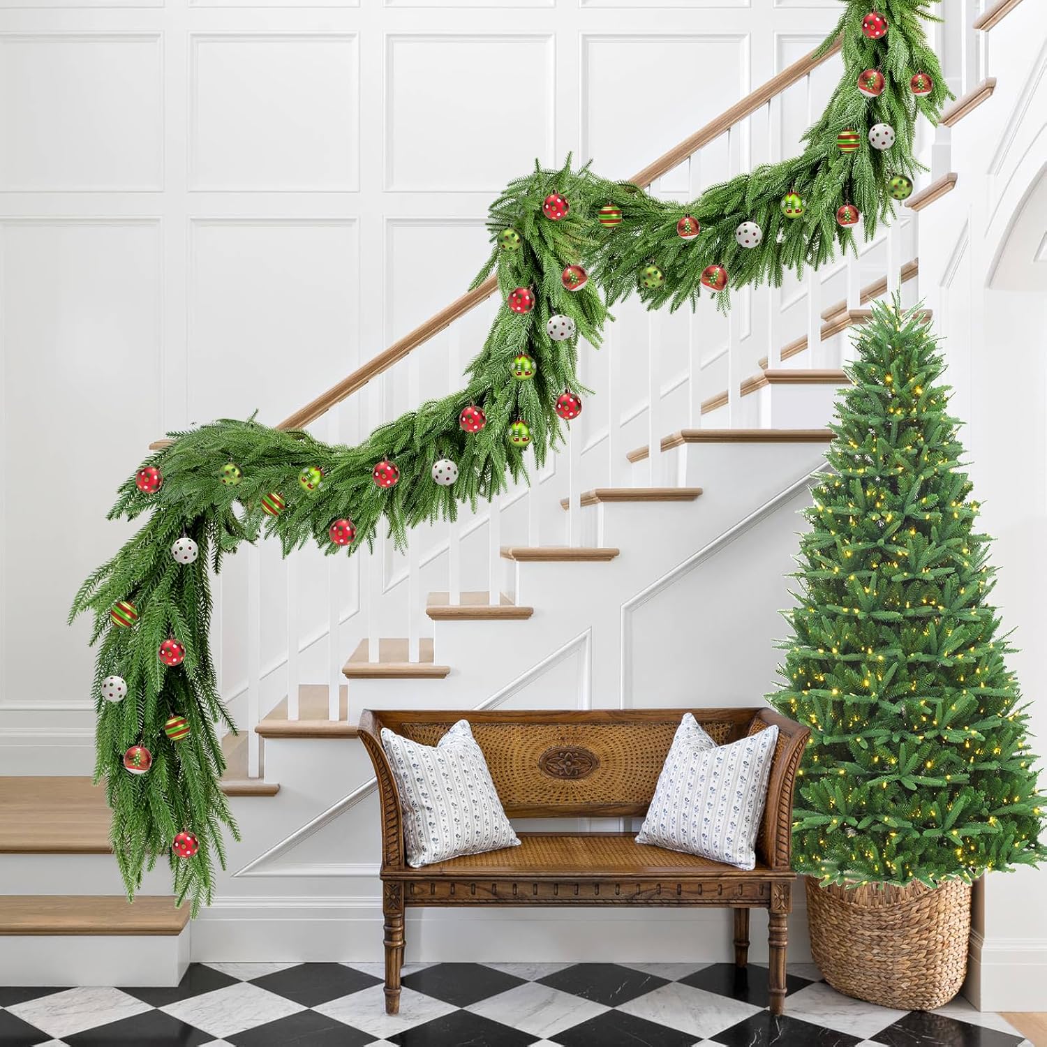 6FT Christmas Garlands, Norfolk Pine Garland, Real Touch Realistic Artificial Christmas Garland Decorations for Mantle Windows Indoor Outdoor - Image 6