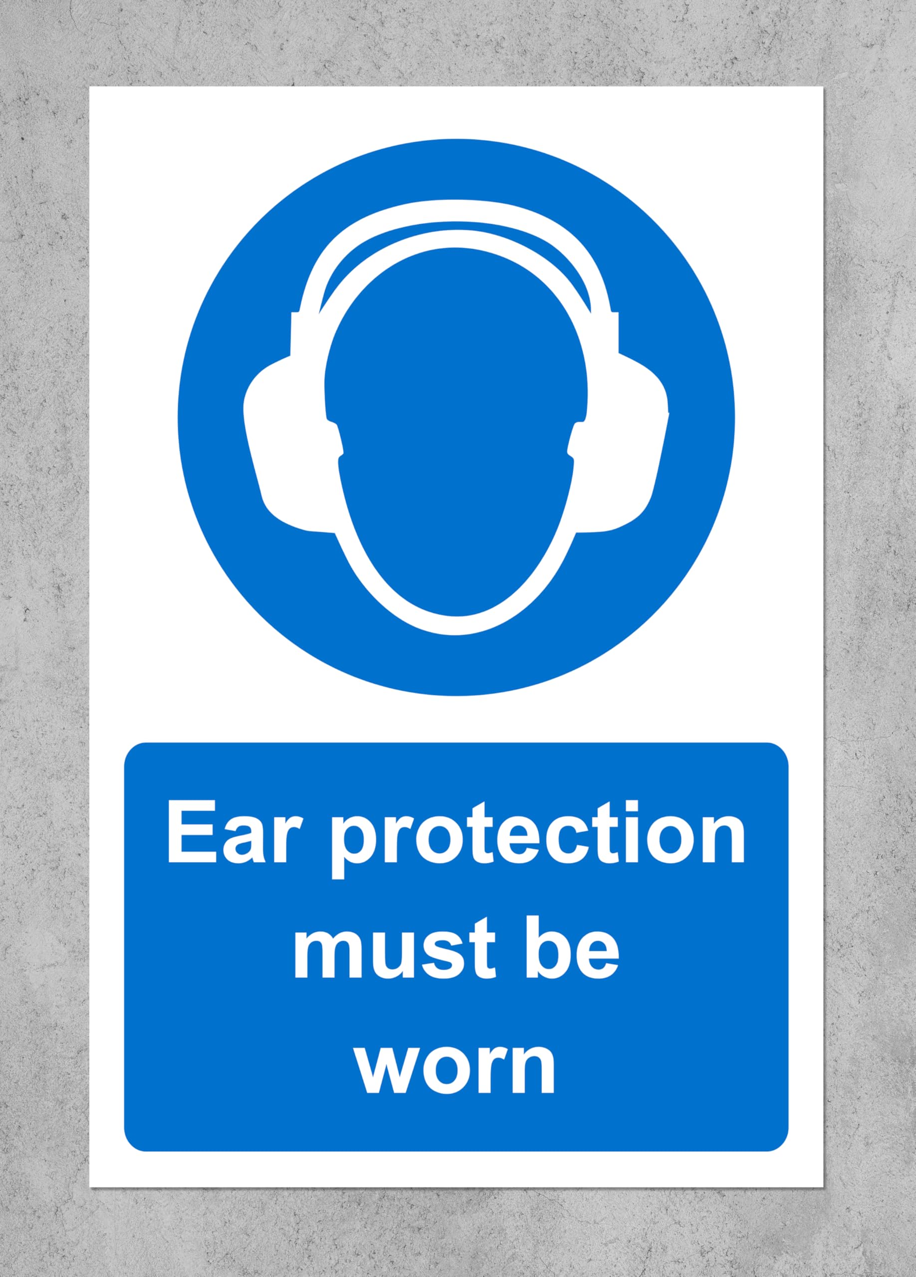 Ear protection must be worn safety sign - 1.2mm Rigid plastic 300mm x 200mm Case (Pack of 10)
