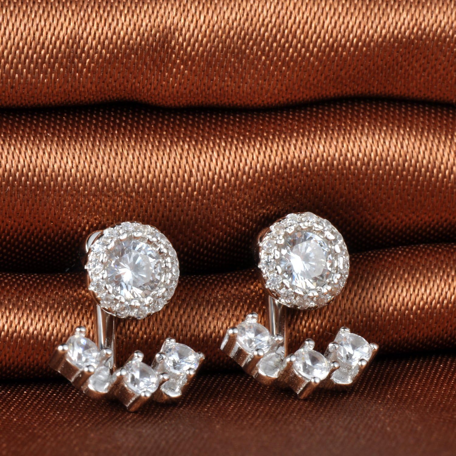 Infinite U Women's 925 Sterling Silver Cubic Zirconia Simple Circle Stud Ear Jackets DIY Earrings