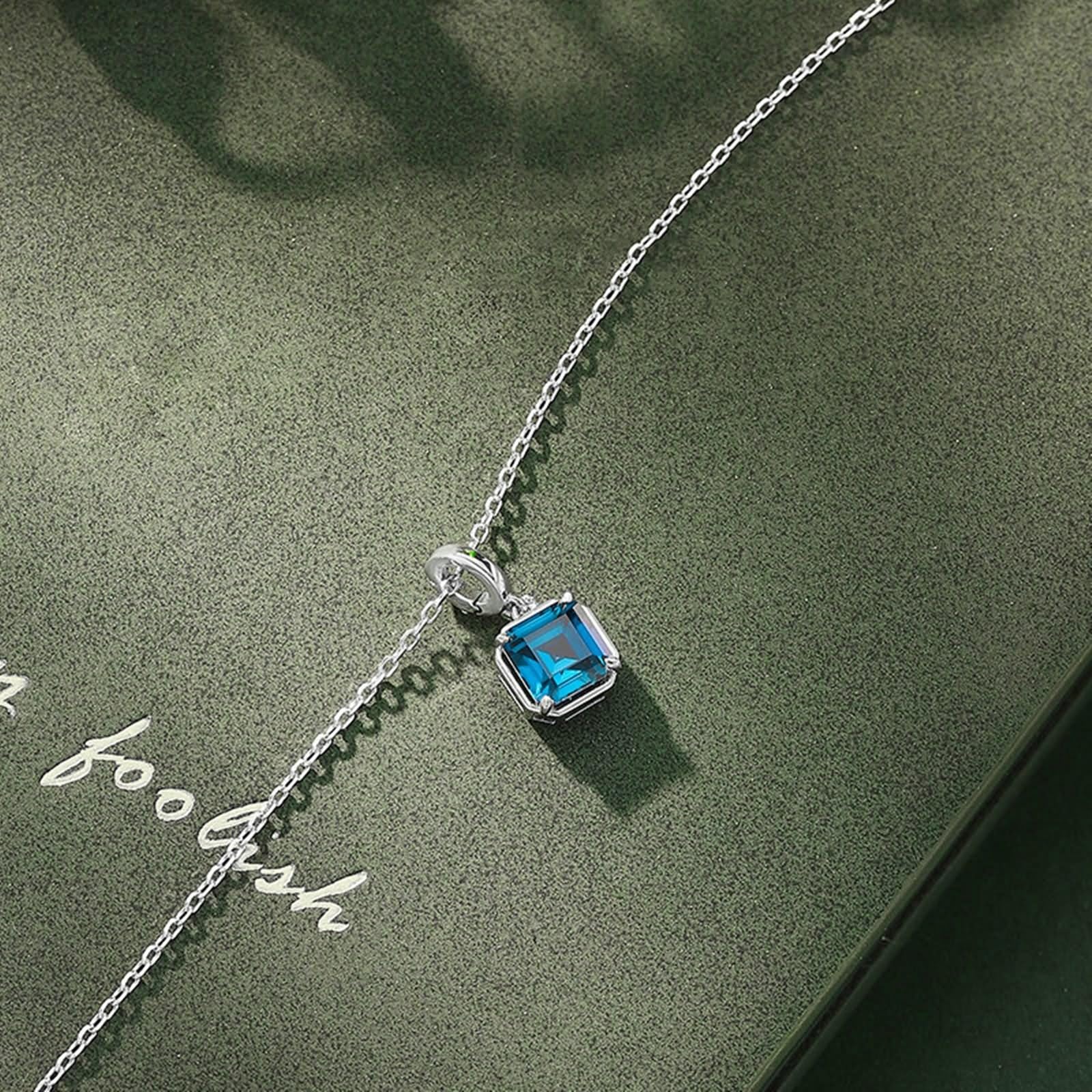 Kolia damska modna biżuteria, damski łańcuszek na szyję białe złoto 18 K Solitaire z 1,2 karata wyprodukowany w laboratorium szafir 45 cm