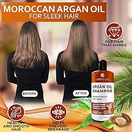 Argan Oil Shampoo - Sulfate Free with No Parabens - Moroccan Botanicals for Women and Men - Professional Moisturizing, Anti Frizz, Hydrating Solution for Dry, Wavy, Curly and Color Treated Hair