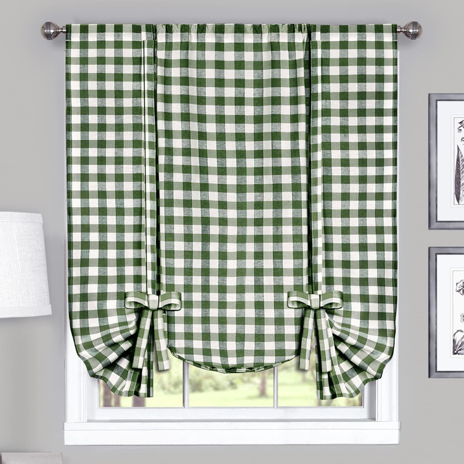 Buffalo Check Gathered Swag Window Curtain Pair 72 Inch