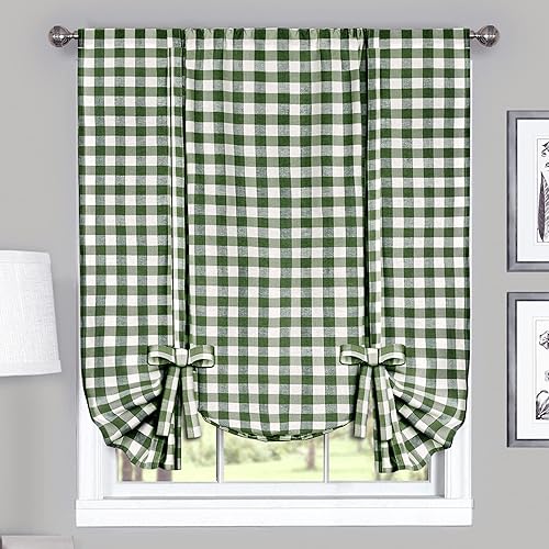 ACHIM Buffalo Check Tieup Window Curtain - 42 Inch Width,