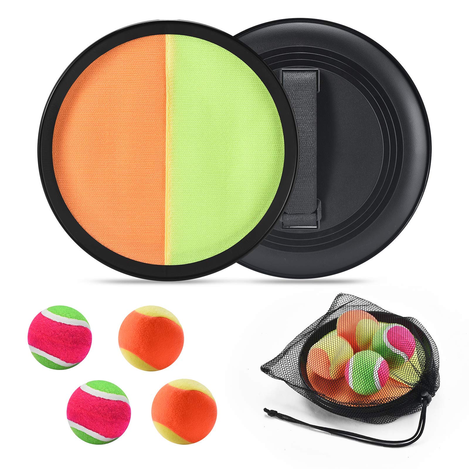 Paddle Toss and Catch Ball Game ââ‚¬â€œ Set of 2 Rackets and 4 Balls (2  Tennis + 2 Foam) | 8 Inch Self-Sticky Rackets Catch Toy for Kid & Adults :  Amazon.in: Toys & Games