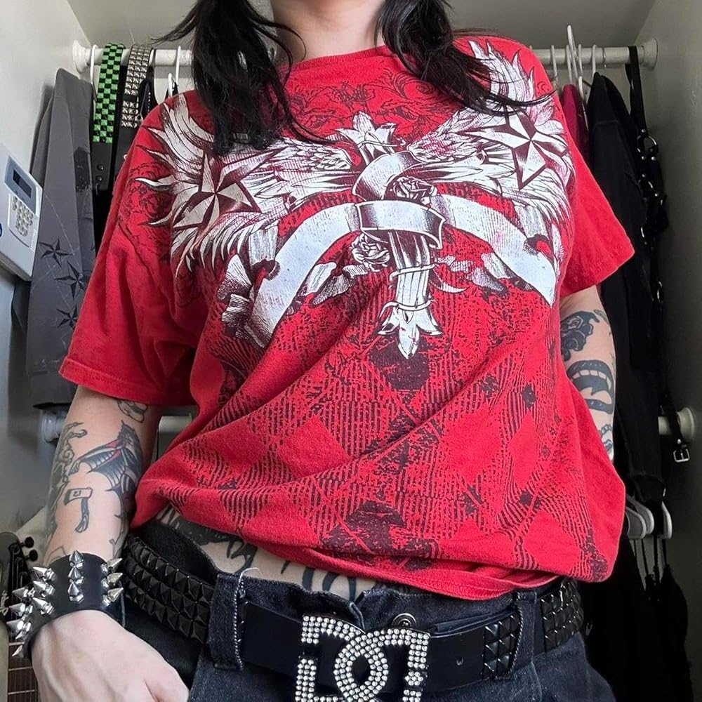 極美品】in the attic Tシャツ　grunge y2k 00s Grunge Graphic Tees for Women Y2k Vintage Gothic T Shirt