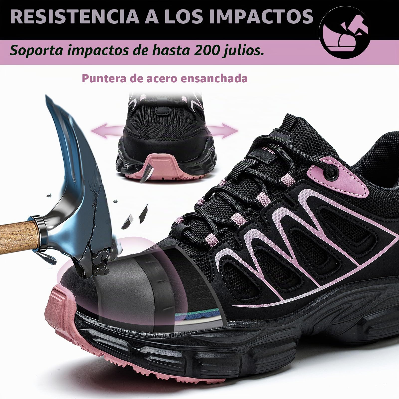 Zapatos de Seguridad para Mujer Ligeros Zapatillas Trabajo con Punta de Acero Transpirables Calzado de Seguridad Antideslizantes Comodo Zapatos de Trabajo