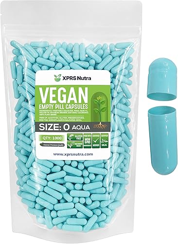 XPRS Nutra Cápsulas vacías de tamaño 0 – 1000 cápsulas veganas vacías – Pastillas vegetarianas – Relleno de cápsulas vegetales de bricolaje –