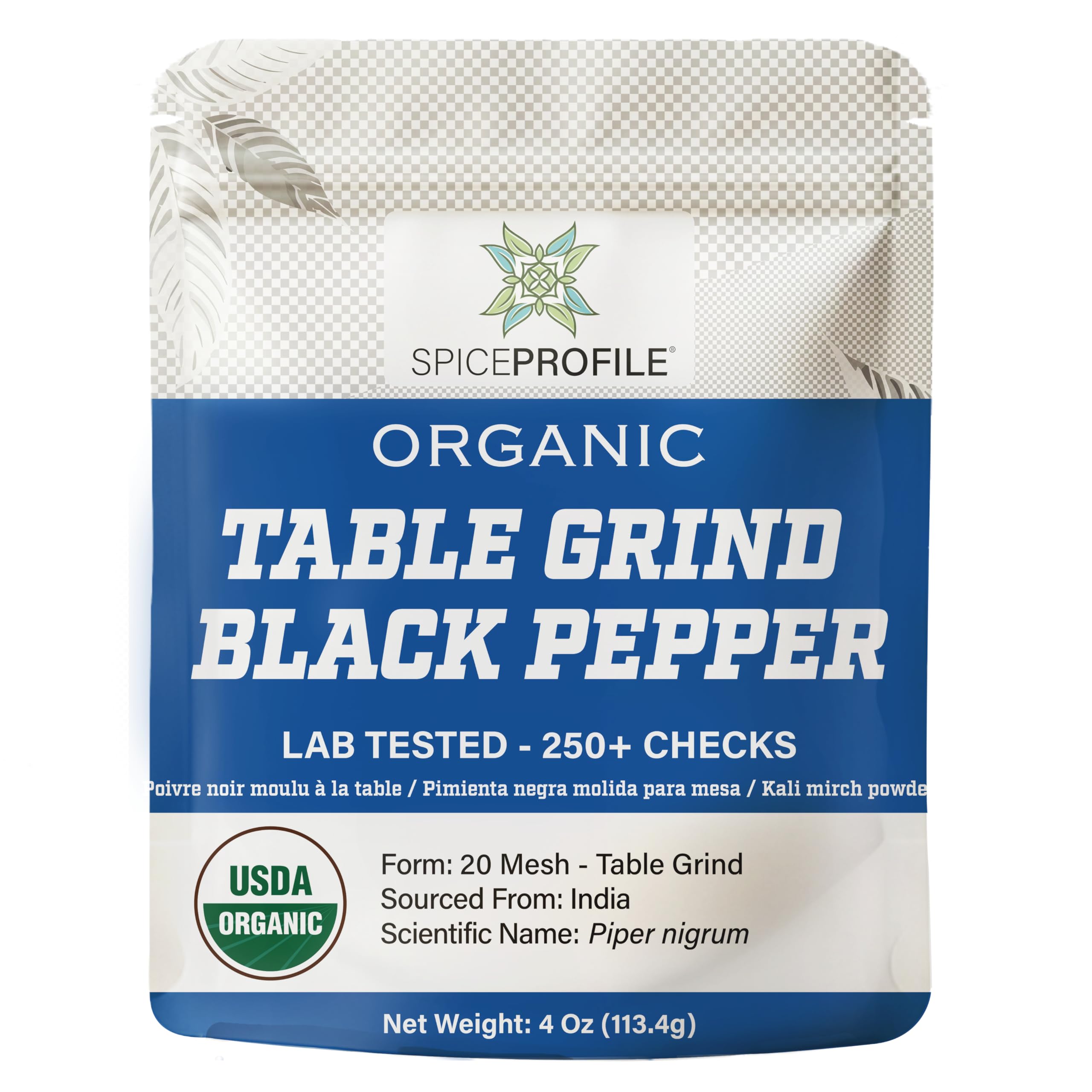 USDA Certified Organic Black Pepper Ground | Raw and Natural | Resealable 4oz Pouch | Perfect for Cooking, Smoothies, Lattes, Teas