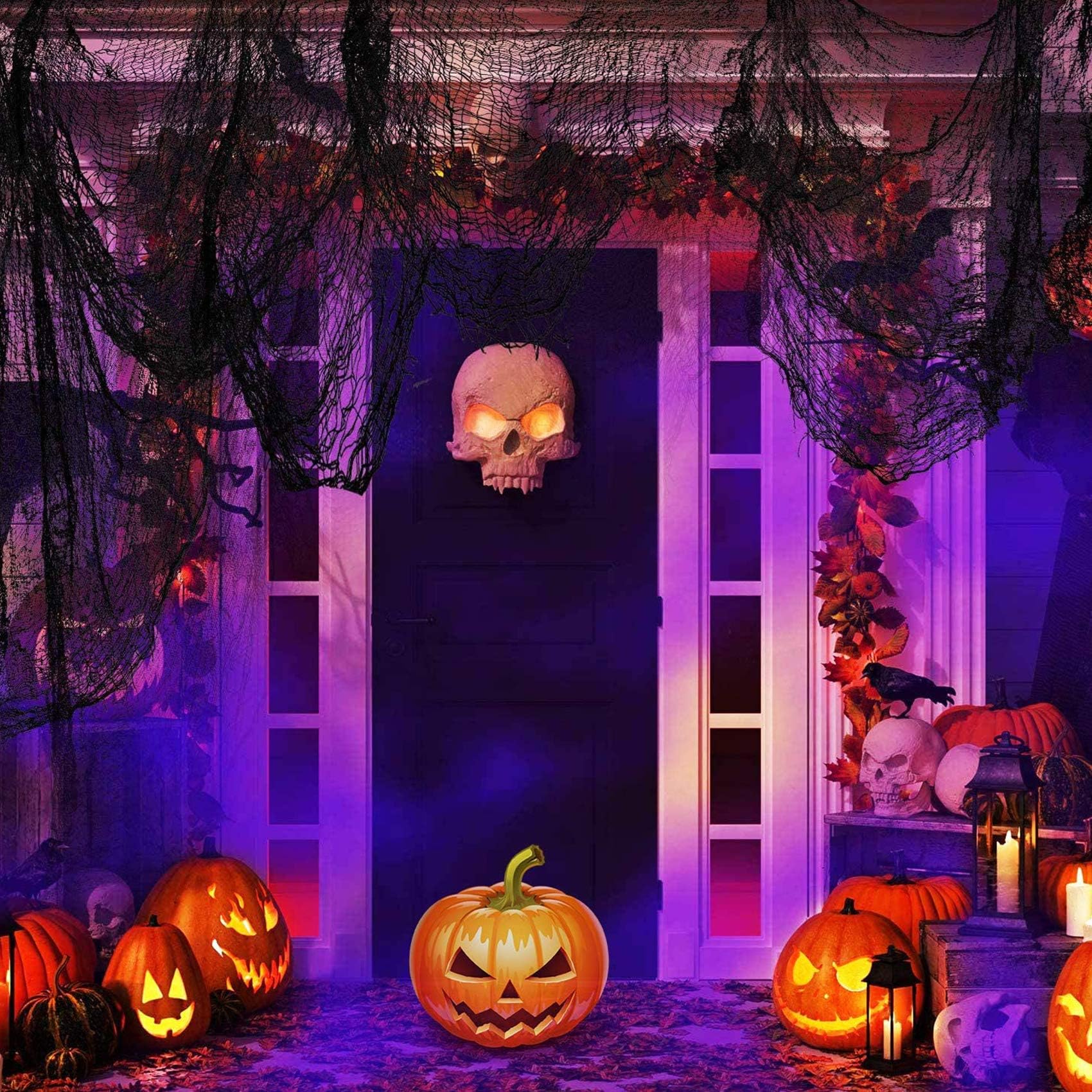 Halloween Dekostoff 100x600cm Schwarz - Gruseliger Baumwollstoff Für Party-Deko - Innen & Außen