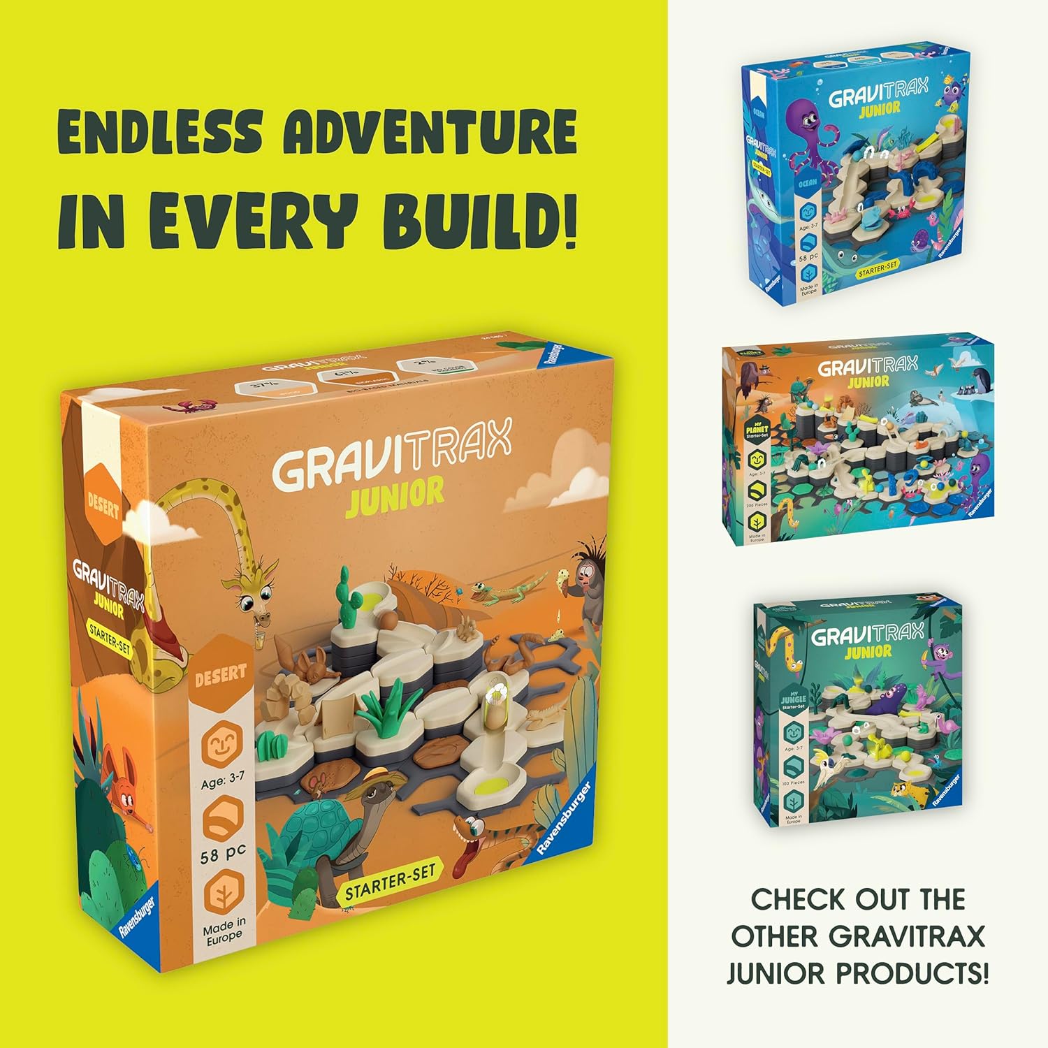 Ravensburger GraviTrax Junior Starter Set - My Desert - 58-Piece Marble Run Game - Fun and Educational Preschool Marble Structure Building - STEM-Friendly, Interactive Learning - Kids Age 3 and Older