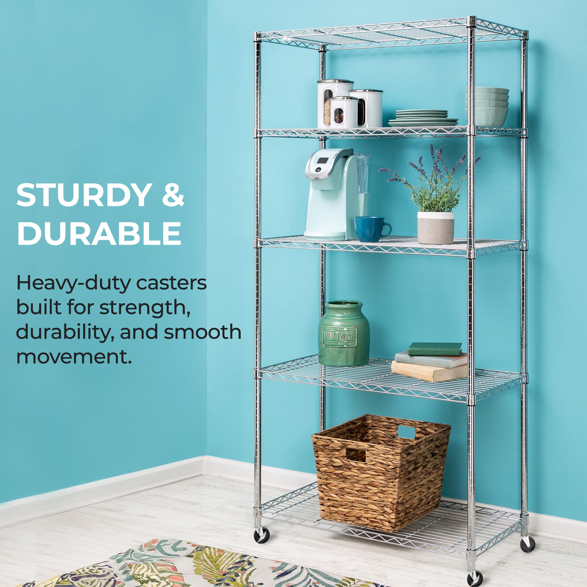 Honey-Can-Do SHF-01939 kółka 10,16 cm / 4", zestaw 4 sztuk, czarne
