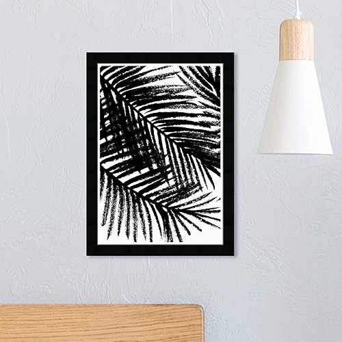 Miniatura 4 de Wynwood Studio Arte de pared enmarcado floral 'Palm Tree Shadow' Botanicals Decoración del hogar, 13 x 19 pulgadas, negro, blanco