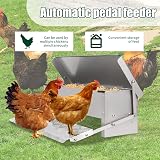Treadle Chicken Feeder 5KG, Stainless Steel Automatic Poultry Feeder with Lid & Shovel, Weatherproof Outdoor Food Dispenser for Chickens Ducks Geese - 4