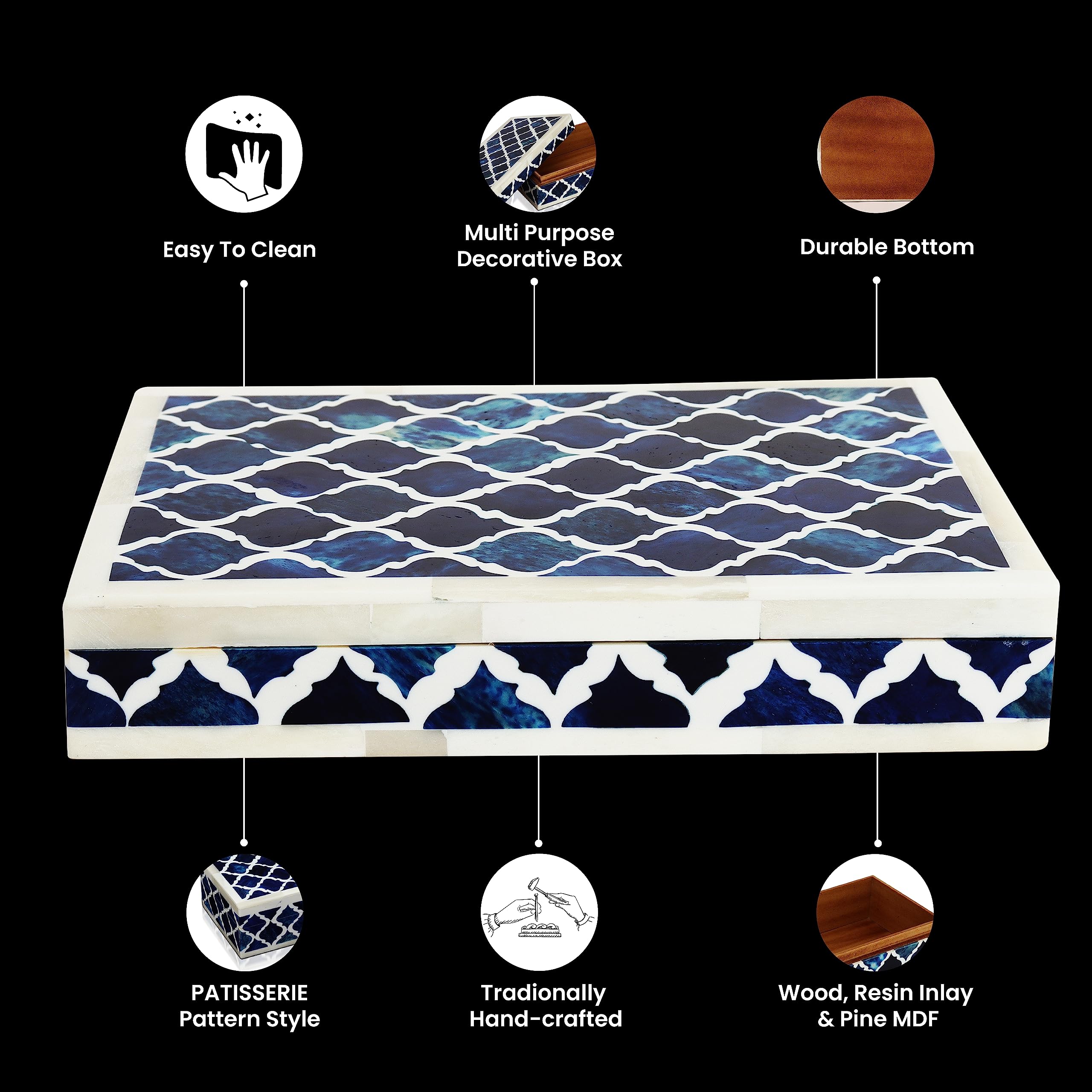 Handicrafts Home Decorative Box 8x6, Photo Storage Box, Jewelry Organizer, Modern Decorative Storage Box with Lid - Image 3