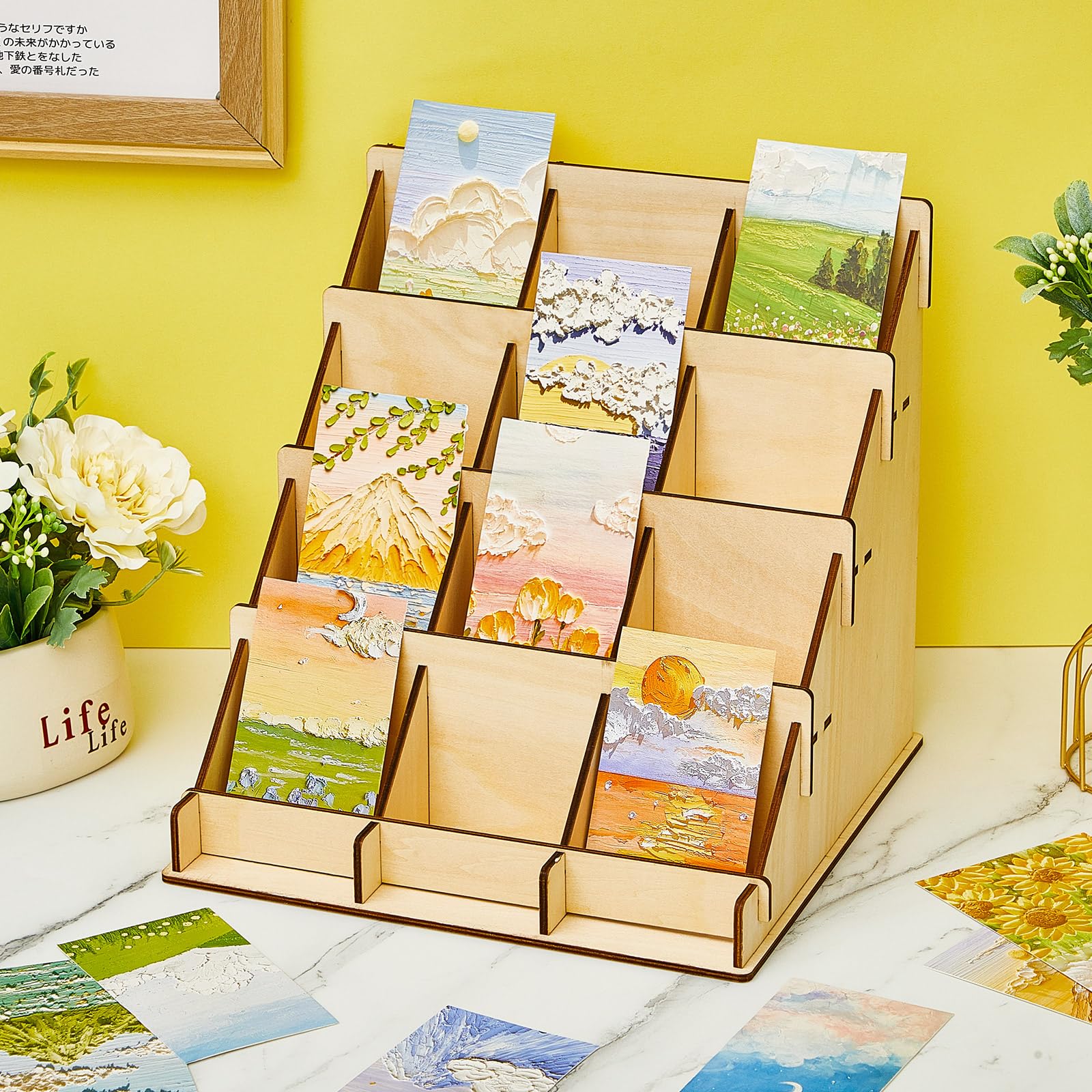 Snapklik.com : 4 Tier 12 Shelves Greeting Card Display Stand Wooden ...