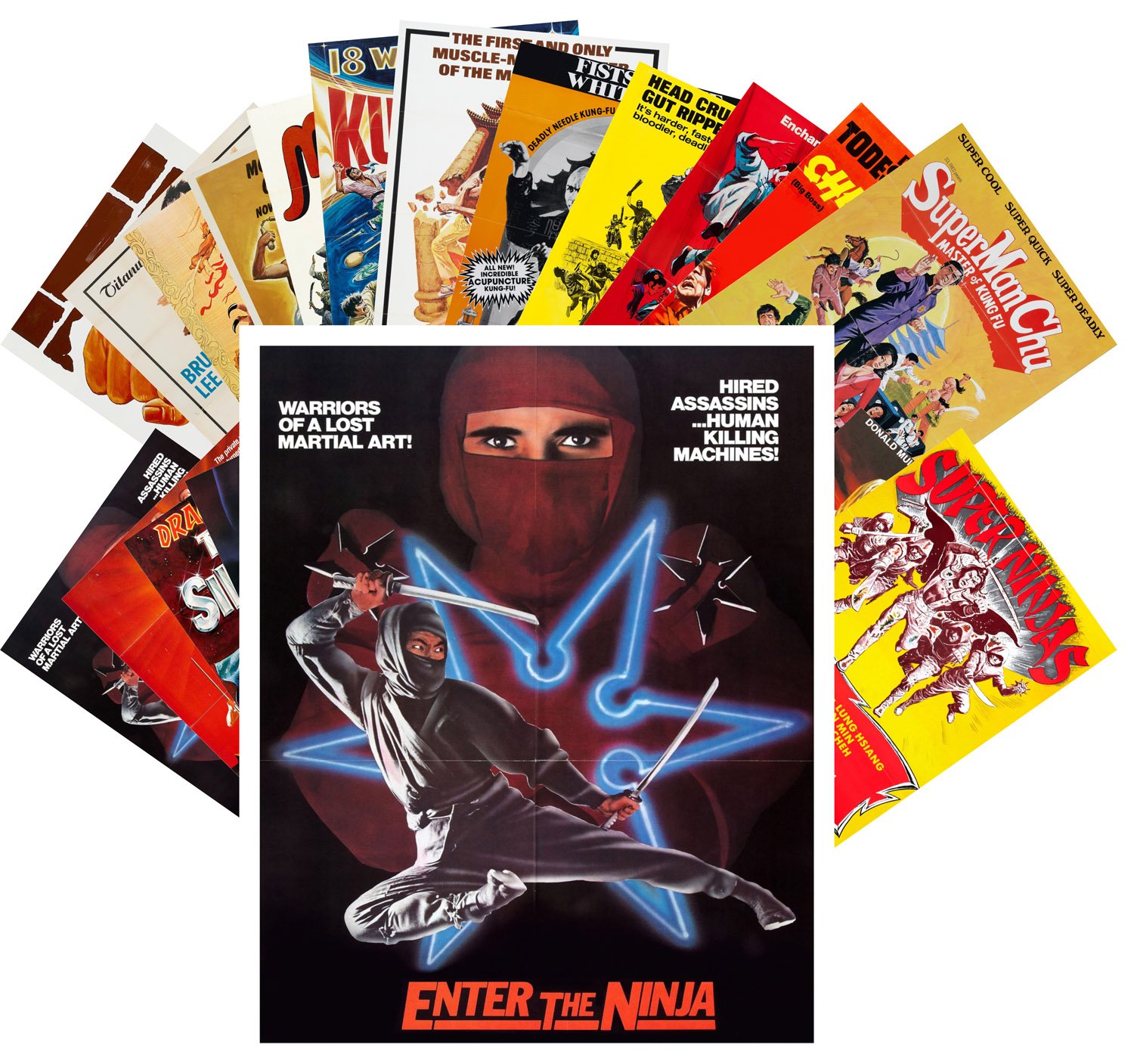Postcard Pack 24pcs Ninja and Kungfu Vintage Trash Movie Posters Ads — image 1