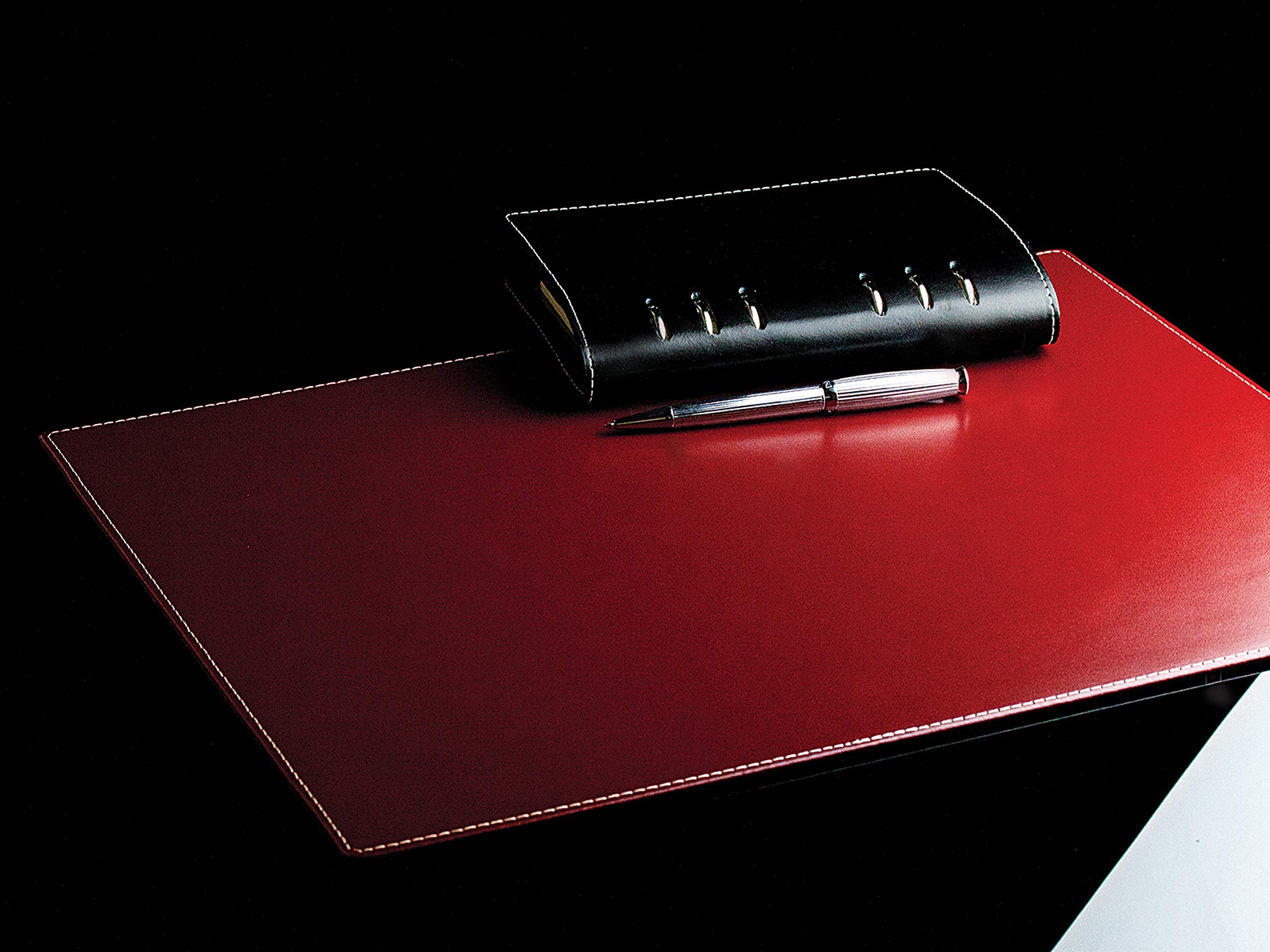 DELMON VARONE - Personalisierbare Schreibtischunterlage Cambridge Top Grain Leder rot, Rutschfeste Echtleder Schreibunterlage abwaschbar, Schreibtisch Unterlage geeignet als Mouse Pad, 45 x 35 cm