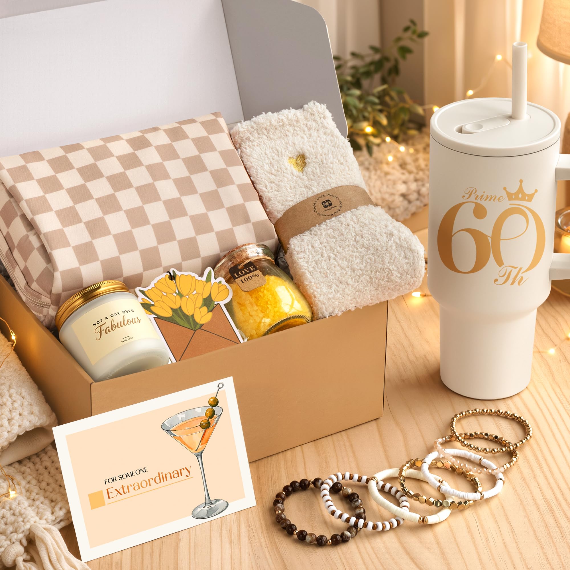 60th Birthday Gifts for Women - 1966 Happy Birthday Gift for Woman - 60 Year Old Birthday Gifts for Women with Tumbler - Unique Womens 60th Birthday Gifts Ideas for Mom, Grandma, Sister, Friend