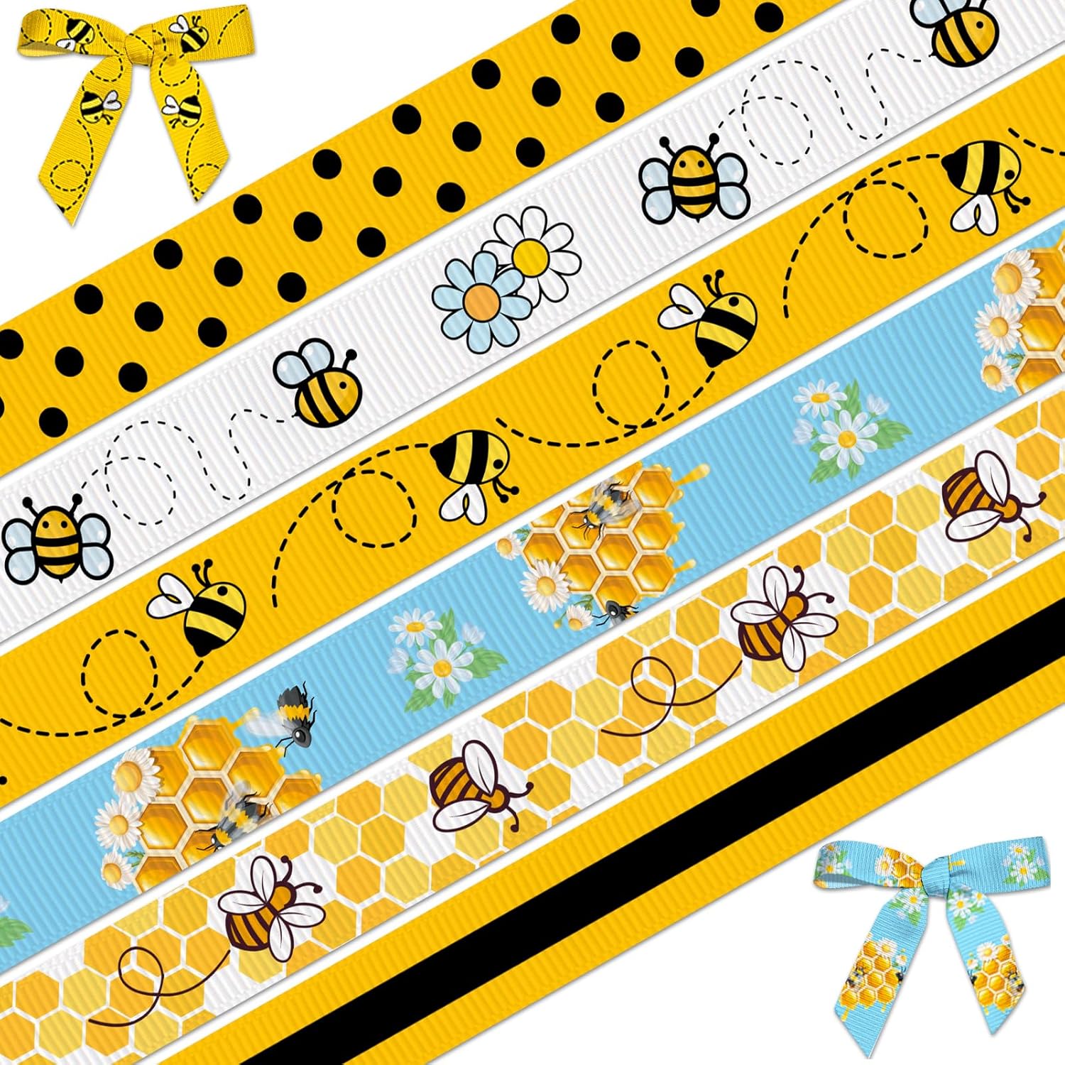 Amazon.com: Glodecart 6 Rolls 30 Yards Spring Bee Ribbons for Crafts ...