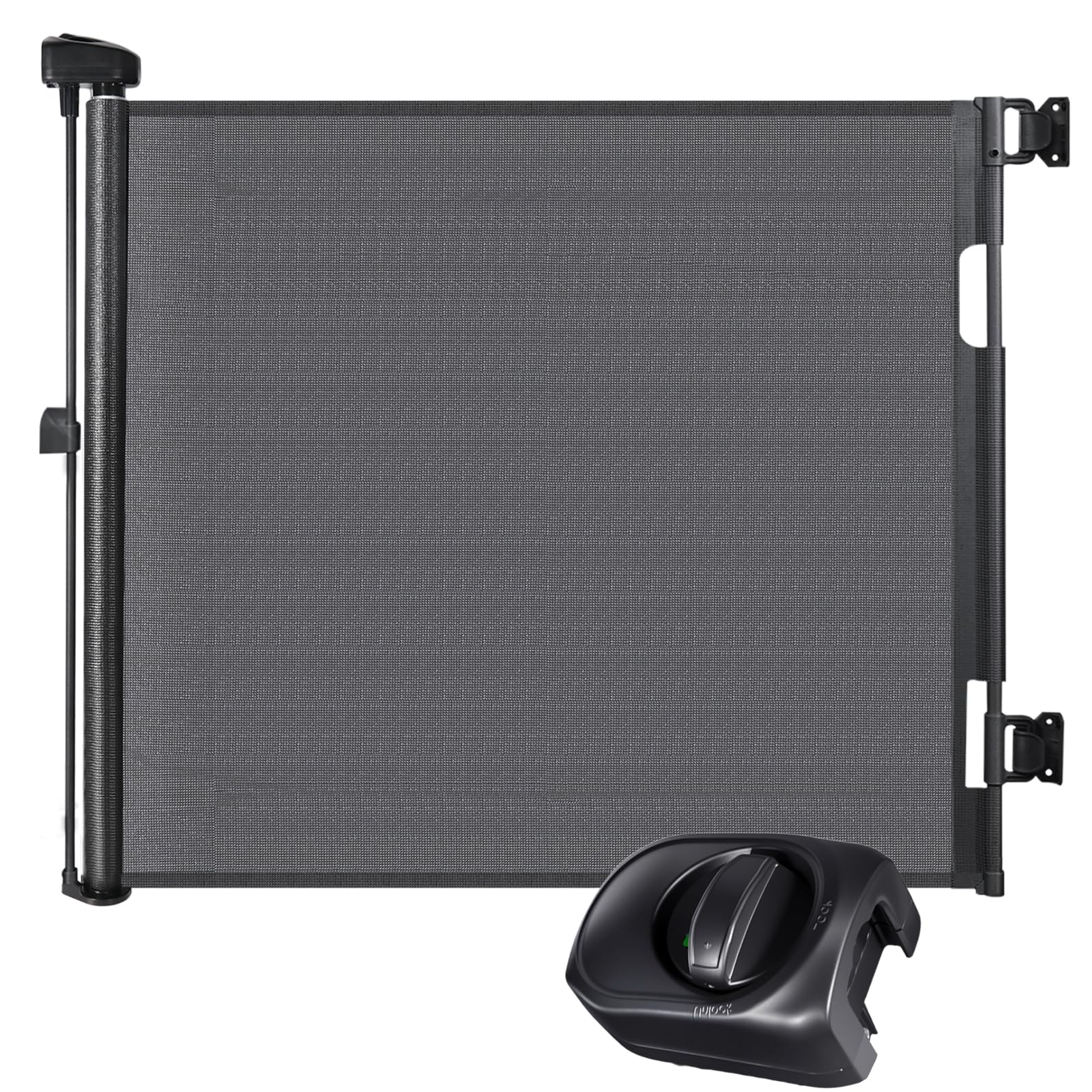 Retractable Stair Gate for Baby, Extra Wide Baby Safety Gate 180cm, 86cm Tall, One Hand Operation, Retractable Dog Gate for Stairs, Doorways, Hallways, Indoor and Outdoor, Black