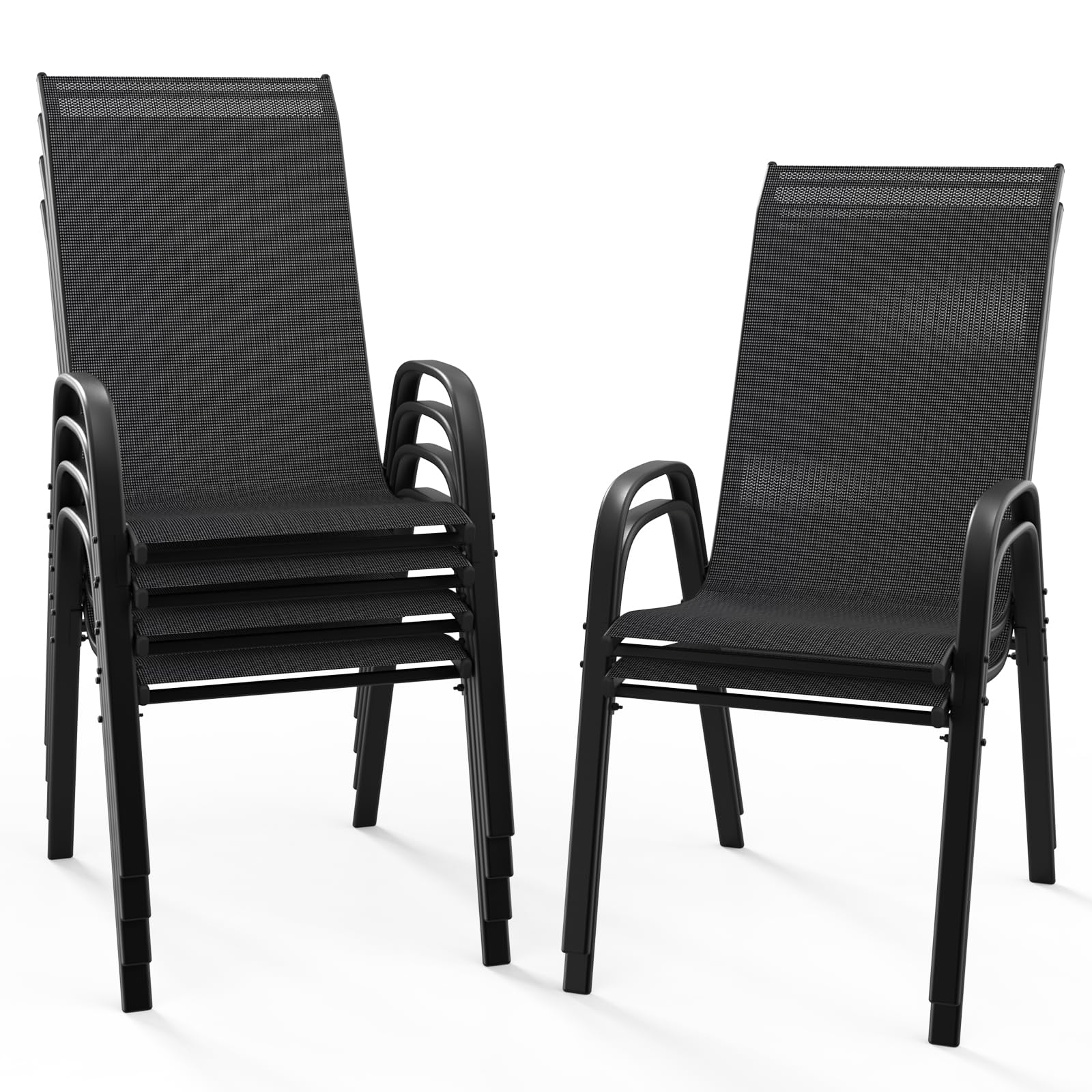 Bonnlo Garden Chairs Set of 6, Stackable Patio Dining Chairs
