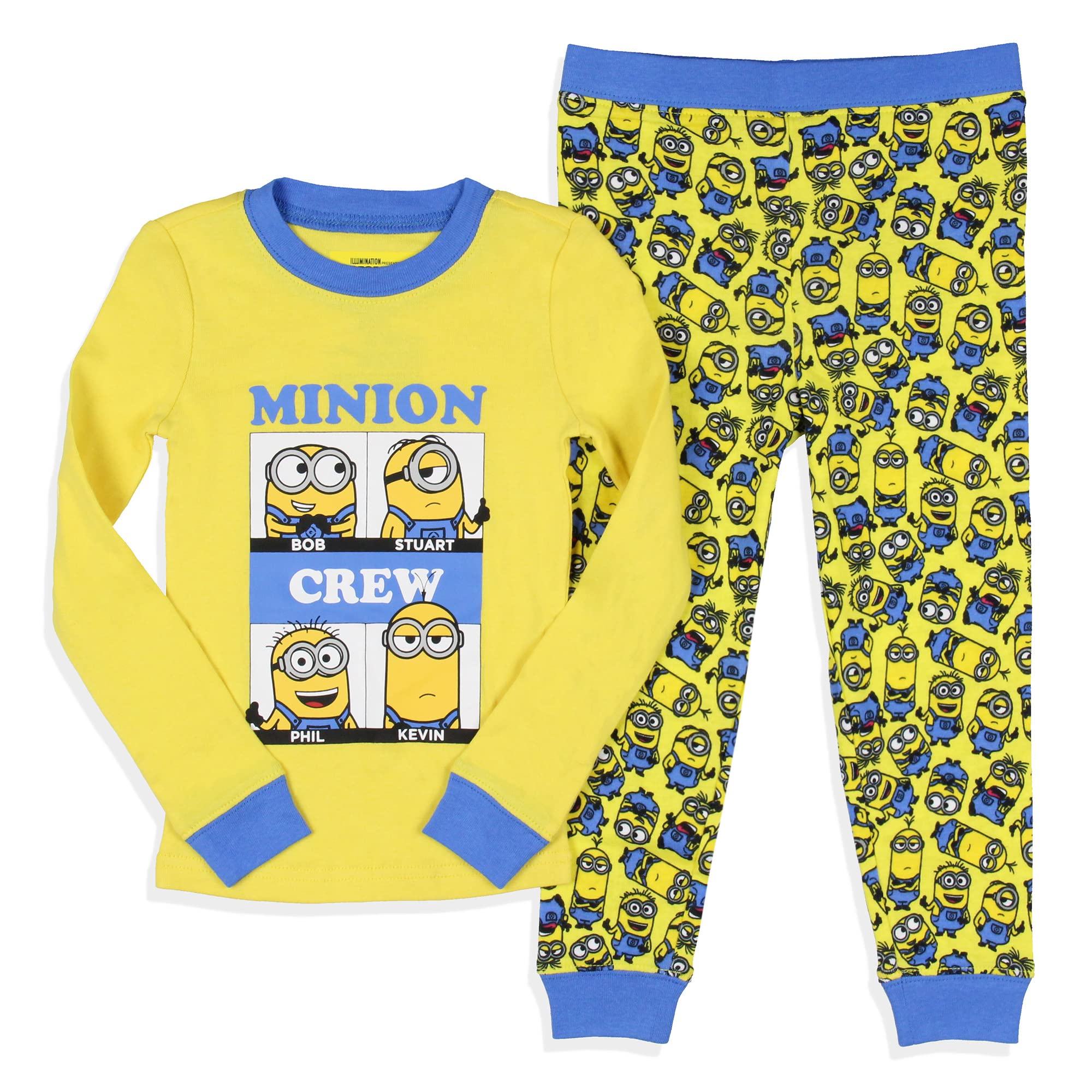 INTIMODespicable Me Toddler Boys' Minions Crew Bob Stuart Phil Kevin Sleep Pajama Set Long Sleeves Pants