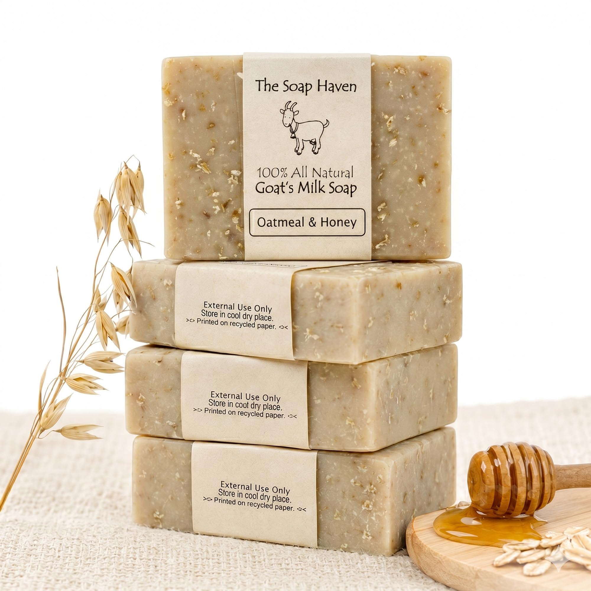 Oatmeal & Honey Goat Milk Soap Bars, Handmade in USA