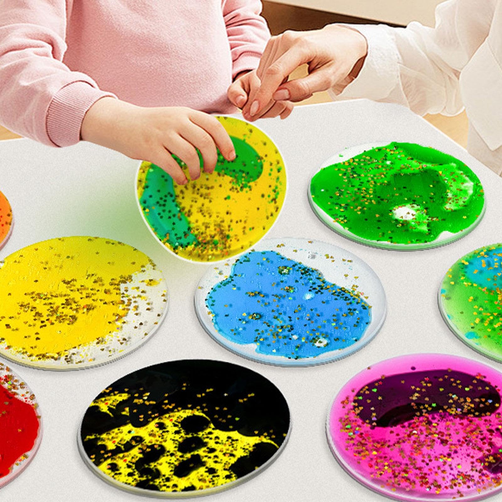 12 Pezzi di Giocattoli Sensoriali in Gel Morbido, Giocattoli Liquidi per Il Movimento dei Bambini, Materiale Resistente, Adatti Come Regalo, Cerchio