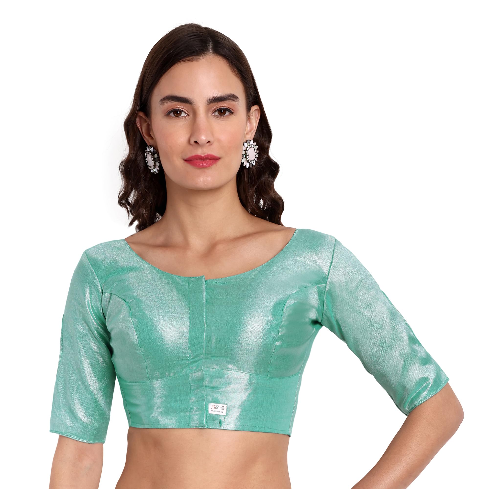 jisb Women's Tissue Elbow Length Sleeves Saree Blouse-picture-21